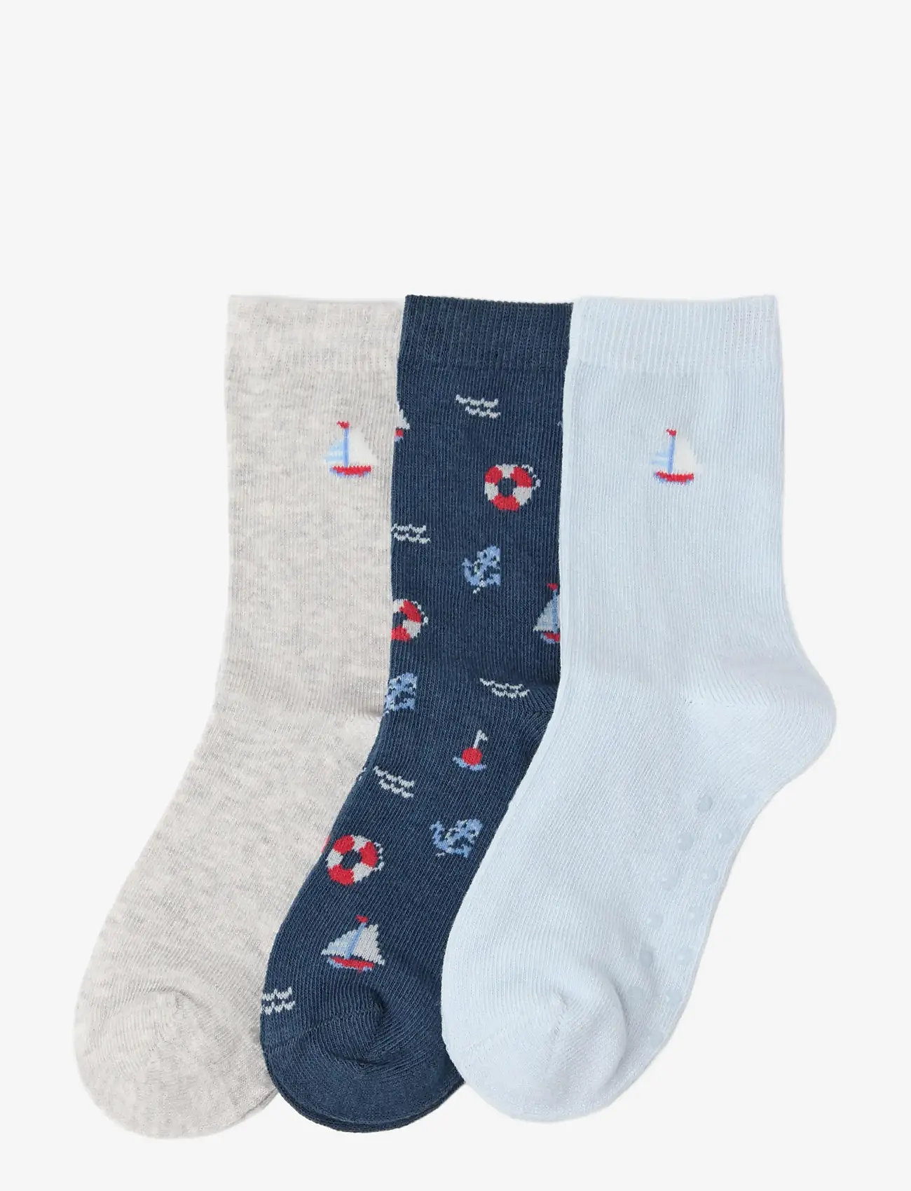 Lindex - 3-pack socks - skridsikre sokker - dusty blue - 0