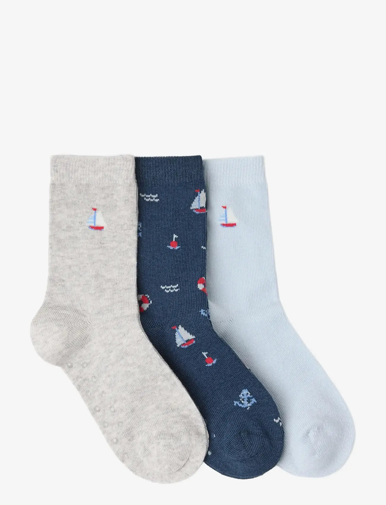 Lindex - 3-pack socks - skridsikre sokker - dusty blue - 1