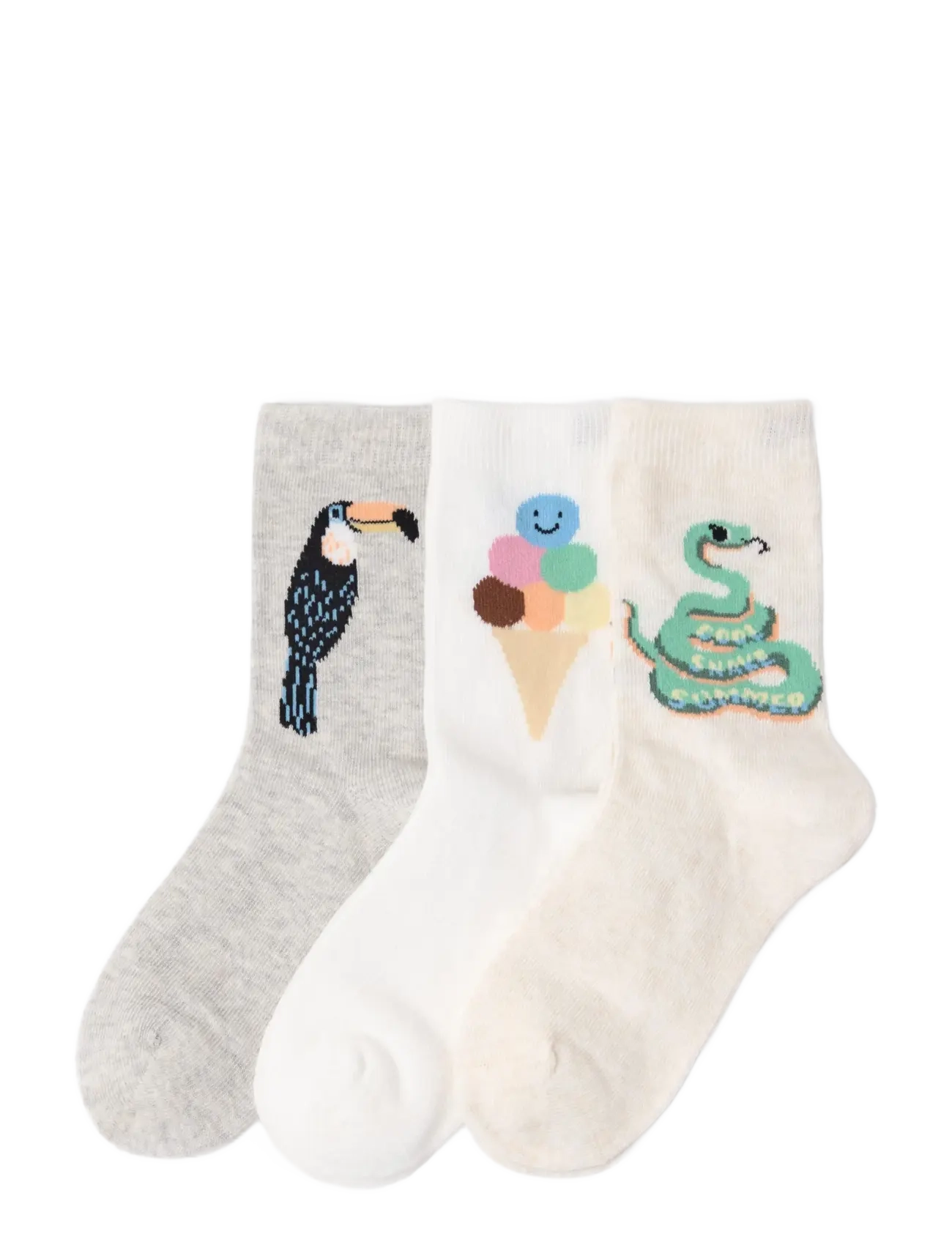 Lindex 3-Pack Socks, Børn, Børne 3-Pak Strømper, Cream, Str: 22/24