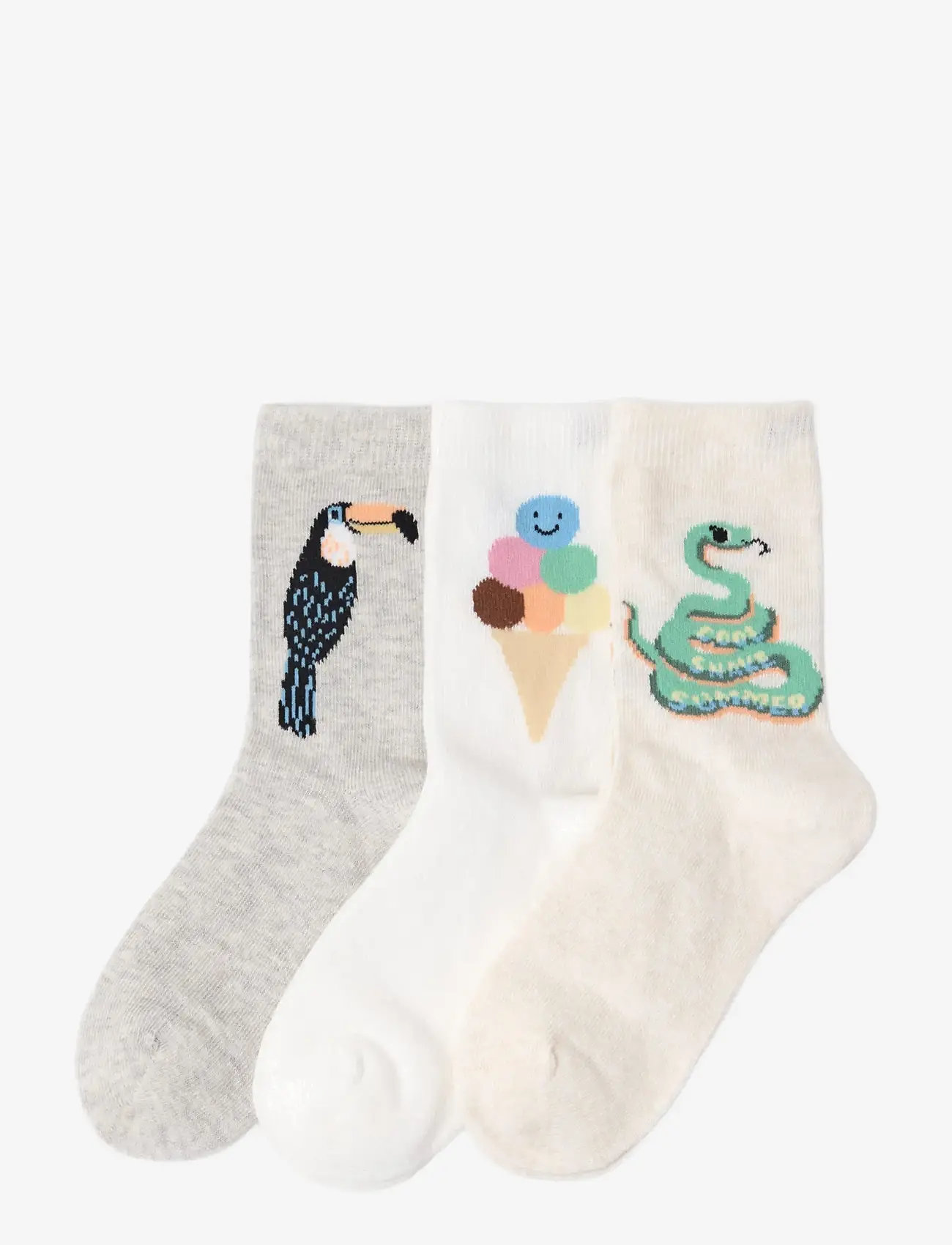 Lindex - 3-pack socks - strømper - light dusty white - 0