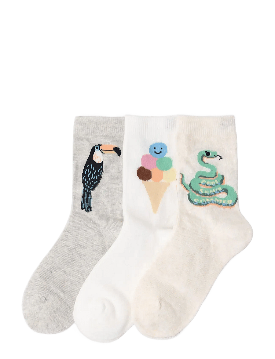 Lindex - 3-pack socks - sokid - light dusty white - 0