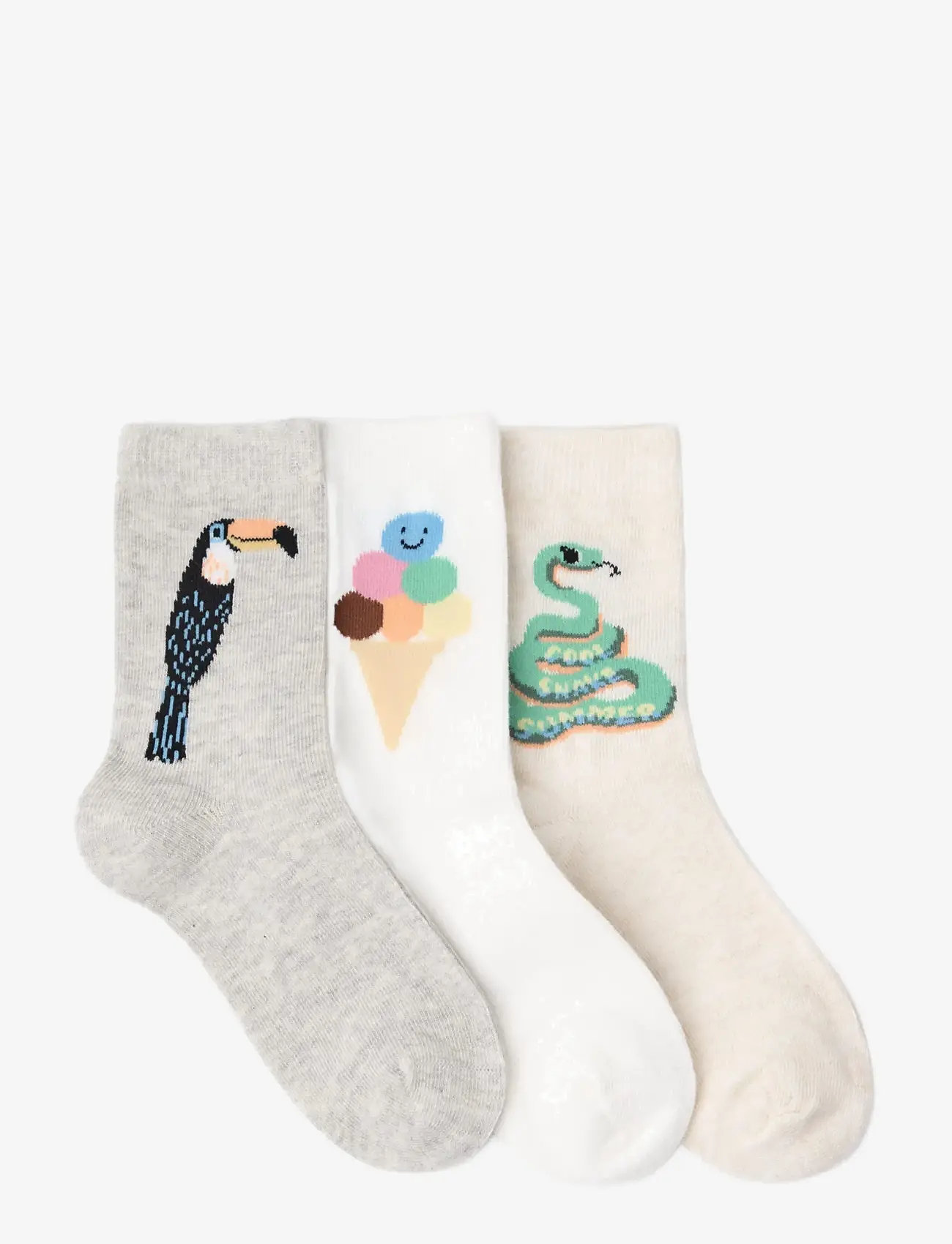 Lindex - 3-pack socks - strømper - light dusty white - 1