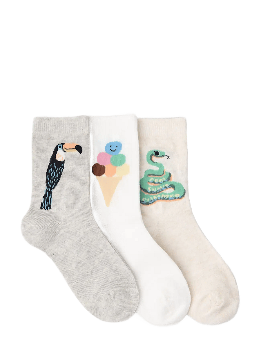 Lindex - 3-pack socks - sokid - light dusty white - 1