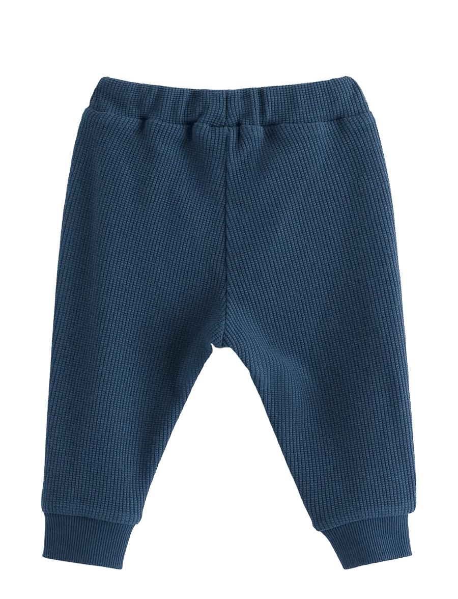 Lindex - Waffled joggers - mjukisbyxor - dark blue - 1