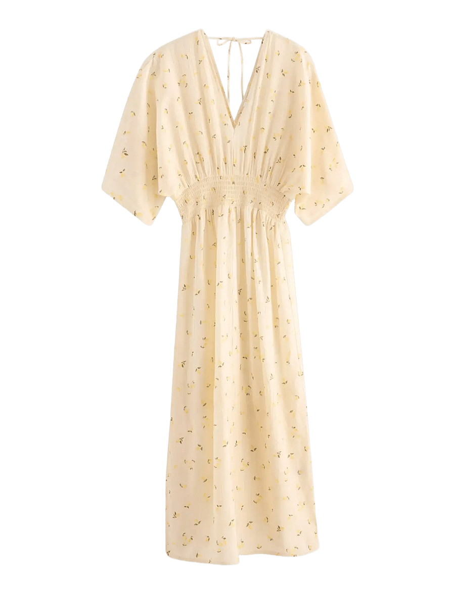 Lindex - MOM short-sleeved midi dress - sommerkjoler - light yellow - 1