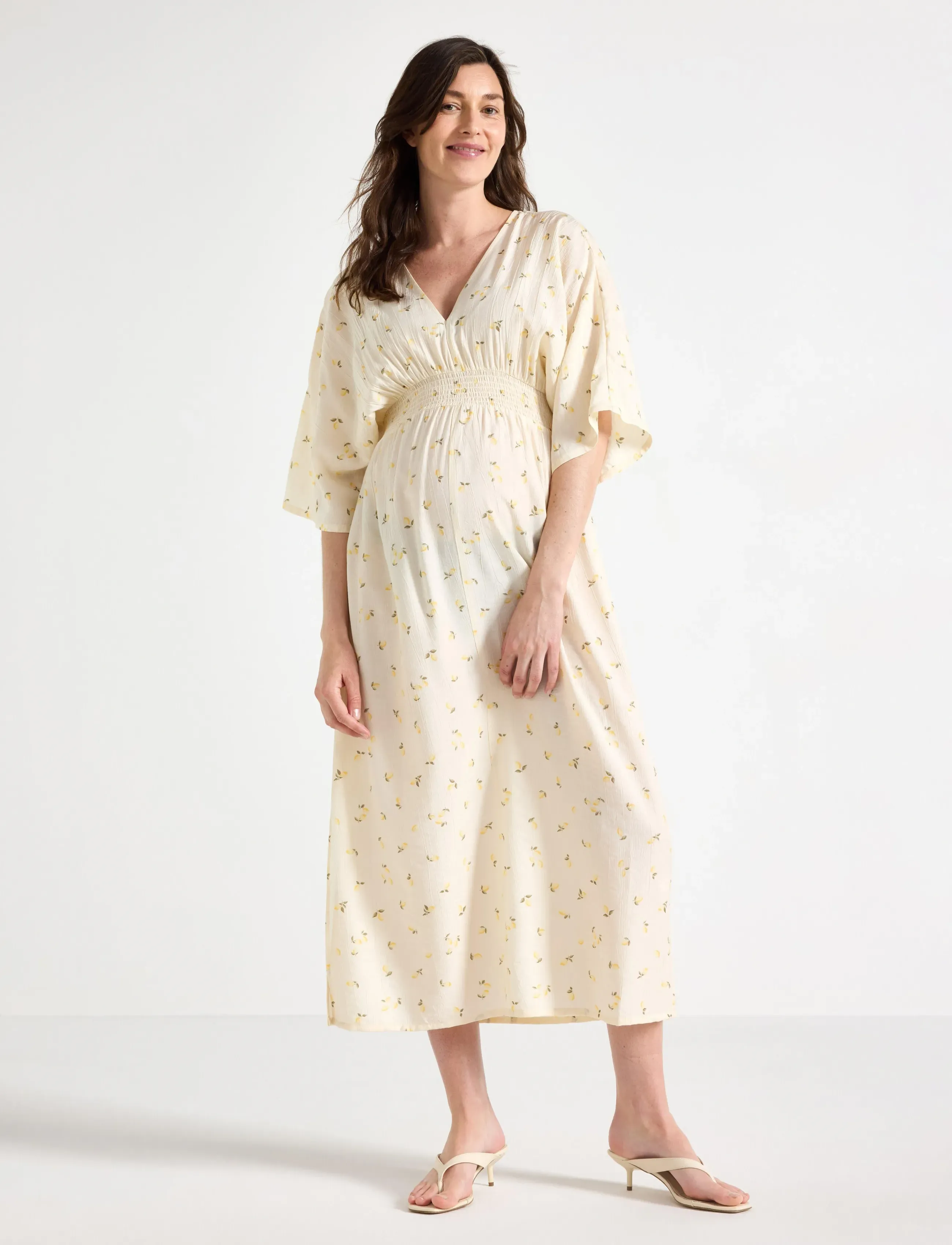 Lindex Mom Short-Sleeved Midi Dress, M, Dresses, Gelb - Knee-length & Midi, Frauen