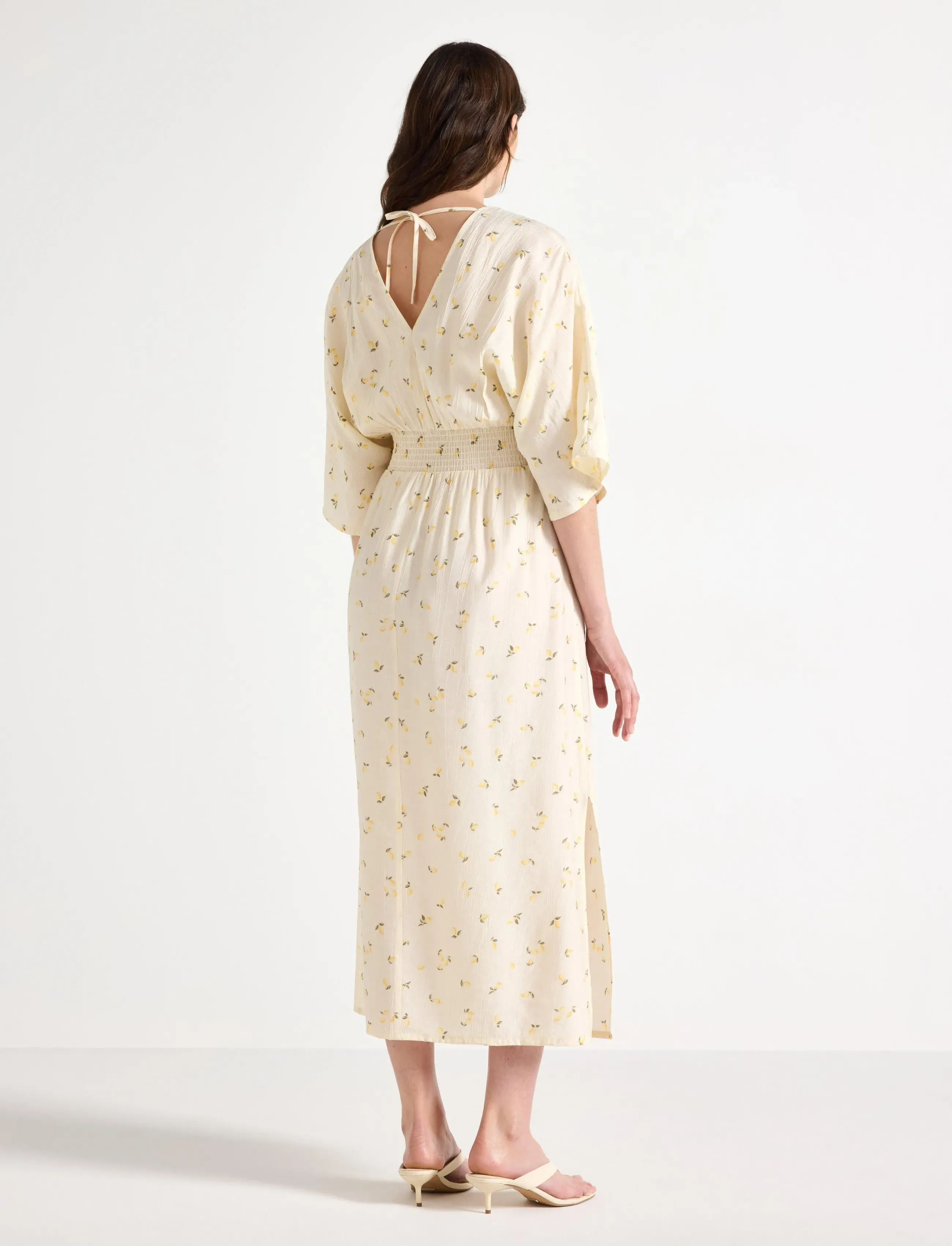 Lindex - MOM short-sleeved midi dress - sommerkjoler - light yellow - 3
