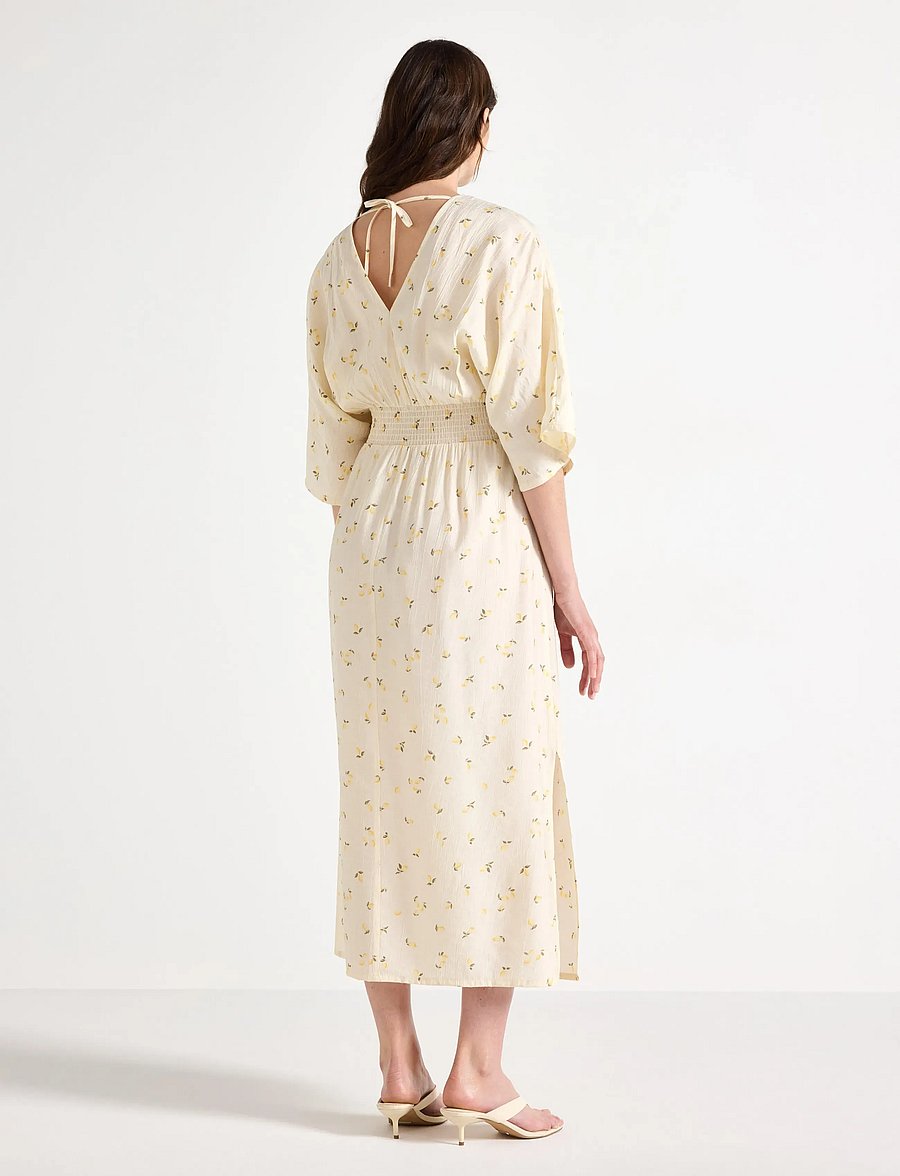 Lindex - MOM short-sleeved midi dress - sommerkjoler - light yellow - 3