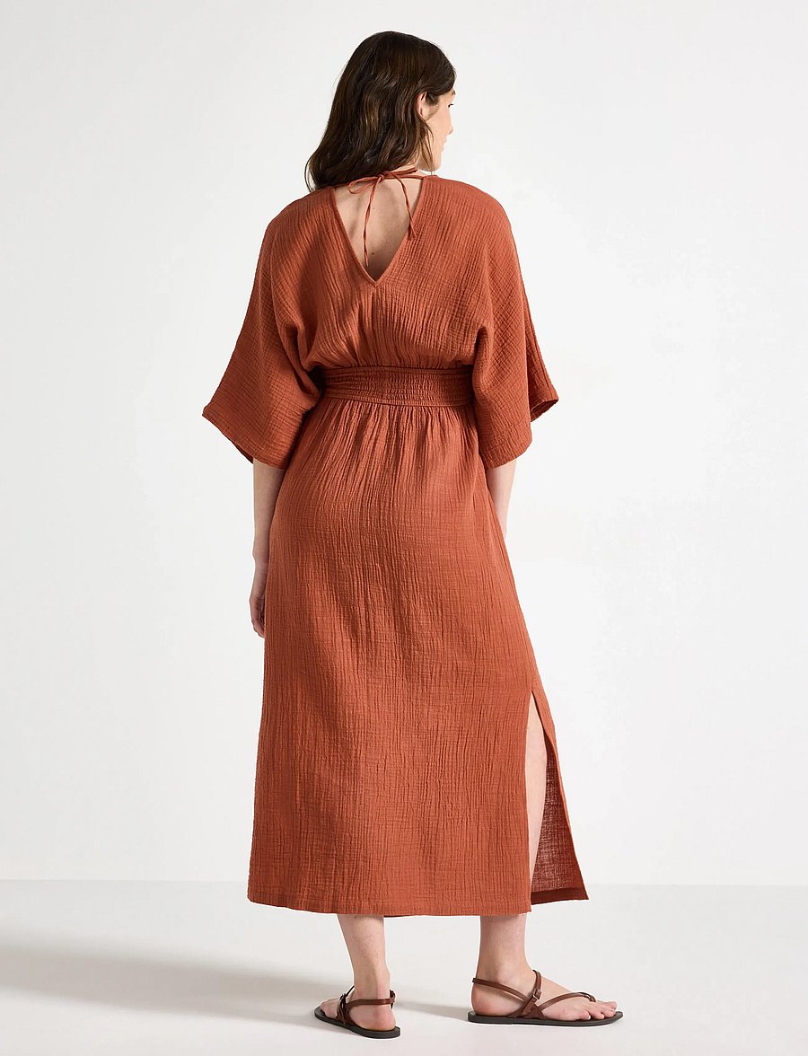 Lindex - MOM midi dress in cotton gauze - midikleider - dark dusty orange - 3