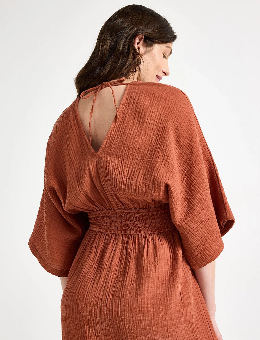 Lindex - MOM midi dress in cotton gauze - midikleider - dark dusty orange - 4