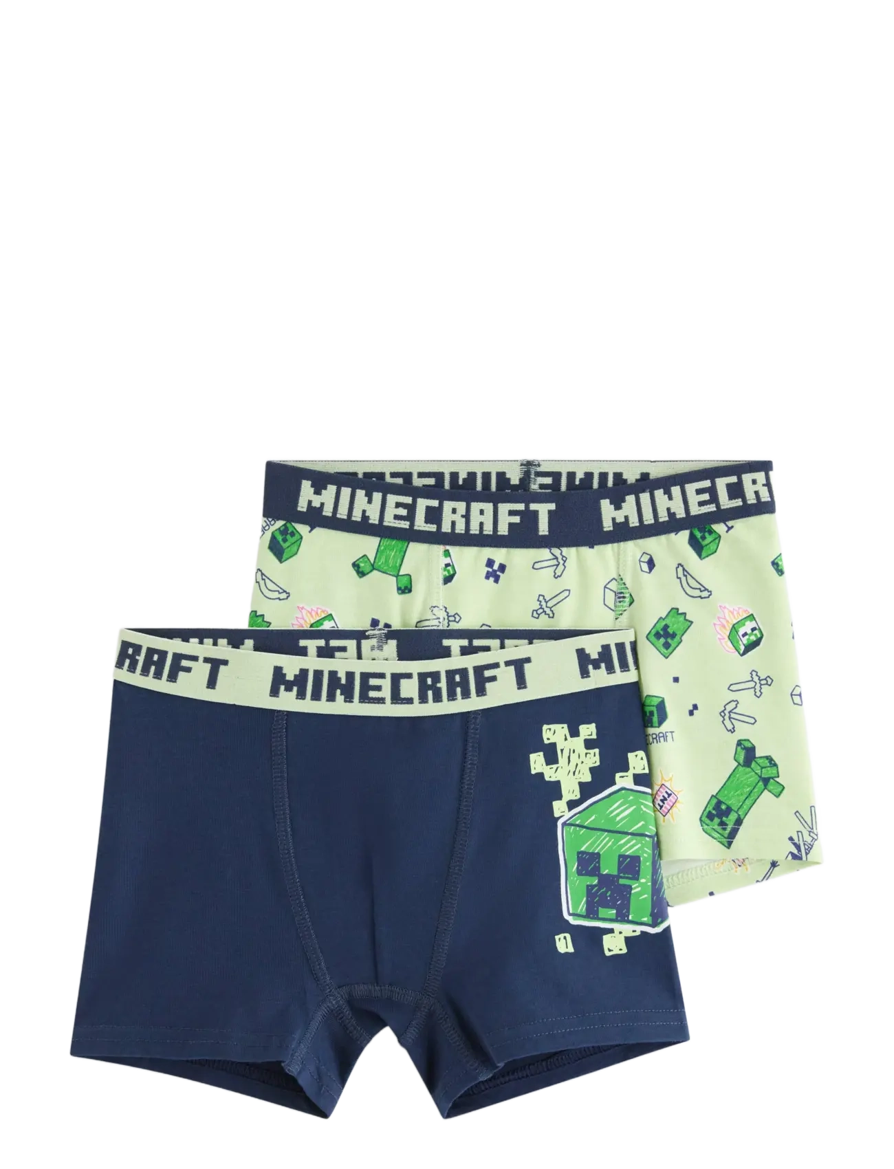 Lindex 2-Pack Minecraft Boxer Shorts, 110/116, Underwear, Marineblau - Underpants, Kinder