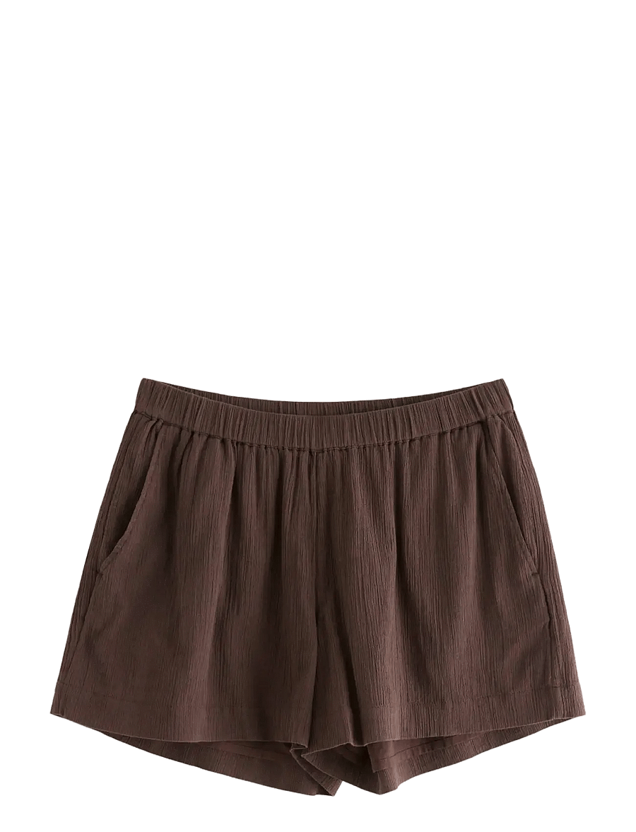 Lindex - Crinkled shorts - casual shorts - dark dusty brown - 1