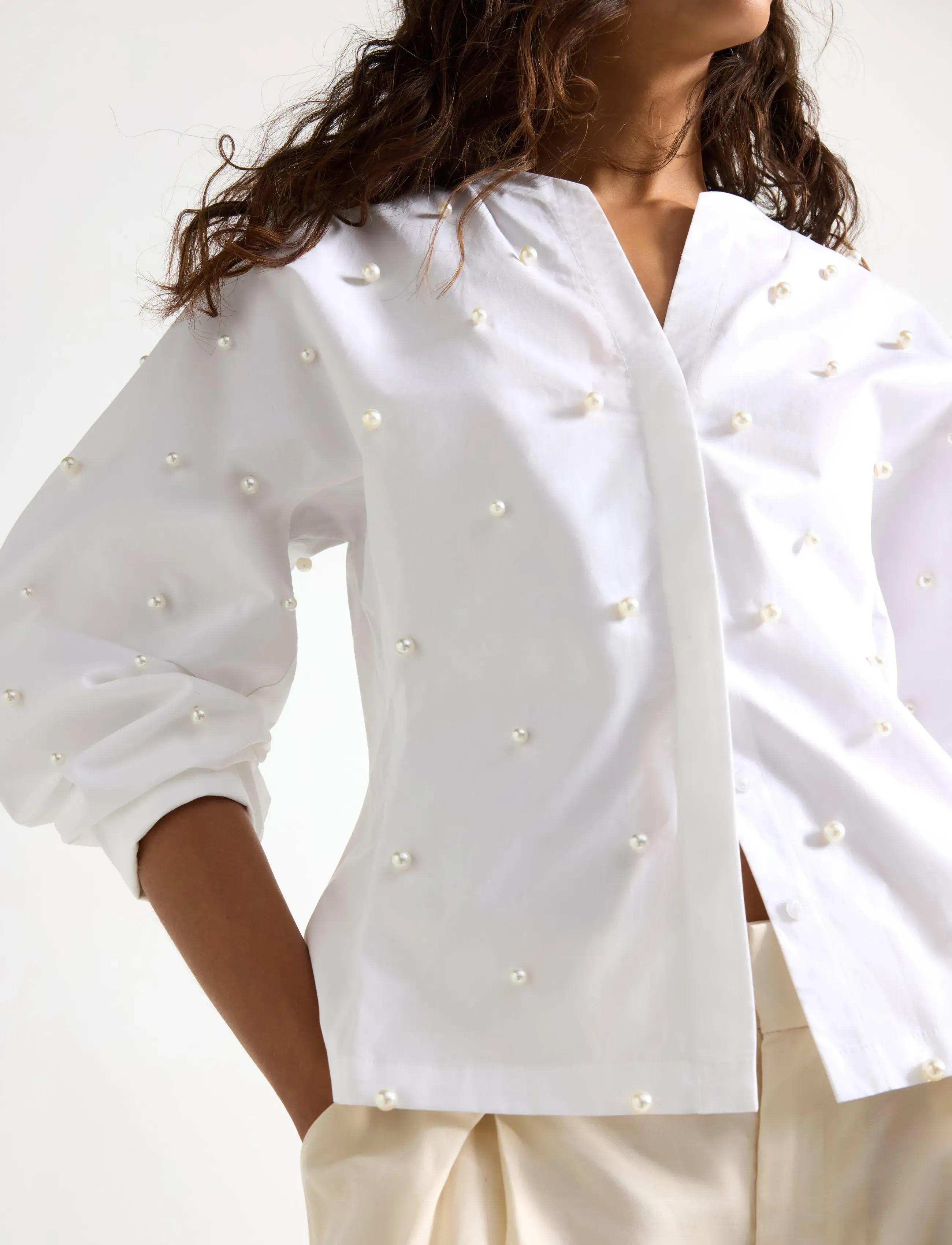 Lindex - Long-sleeved shirt - långärmade blusar - white - 4