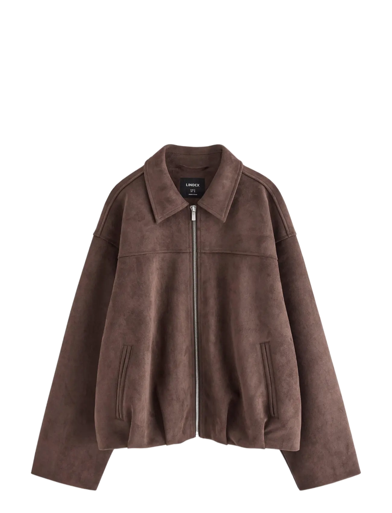 Lindex - Boxy jacket in faux suede - dark dusty brown - 1