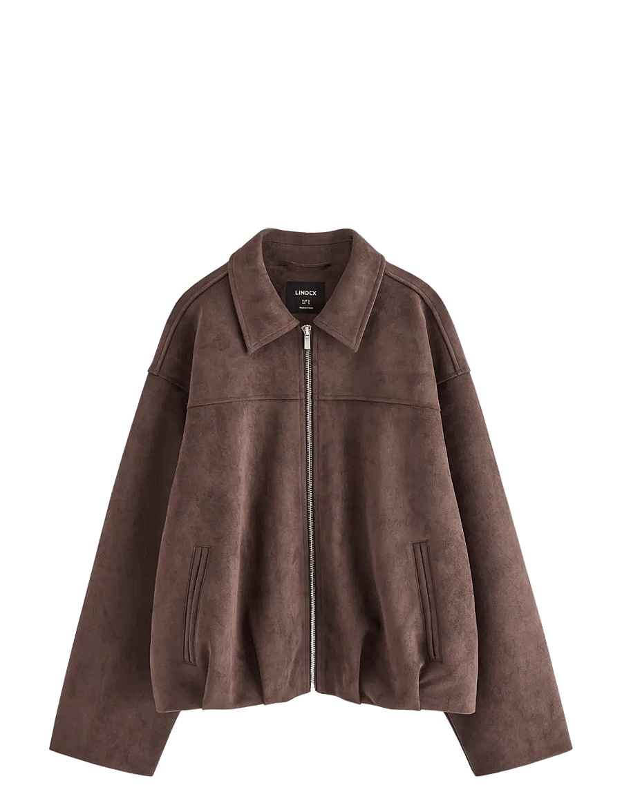 Lindex - Boxy jacket in faux suede - frühlingsjacken - dark dusty brown - 1