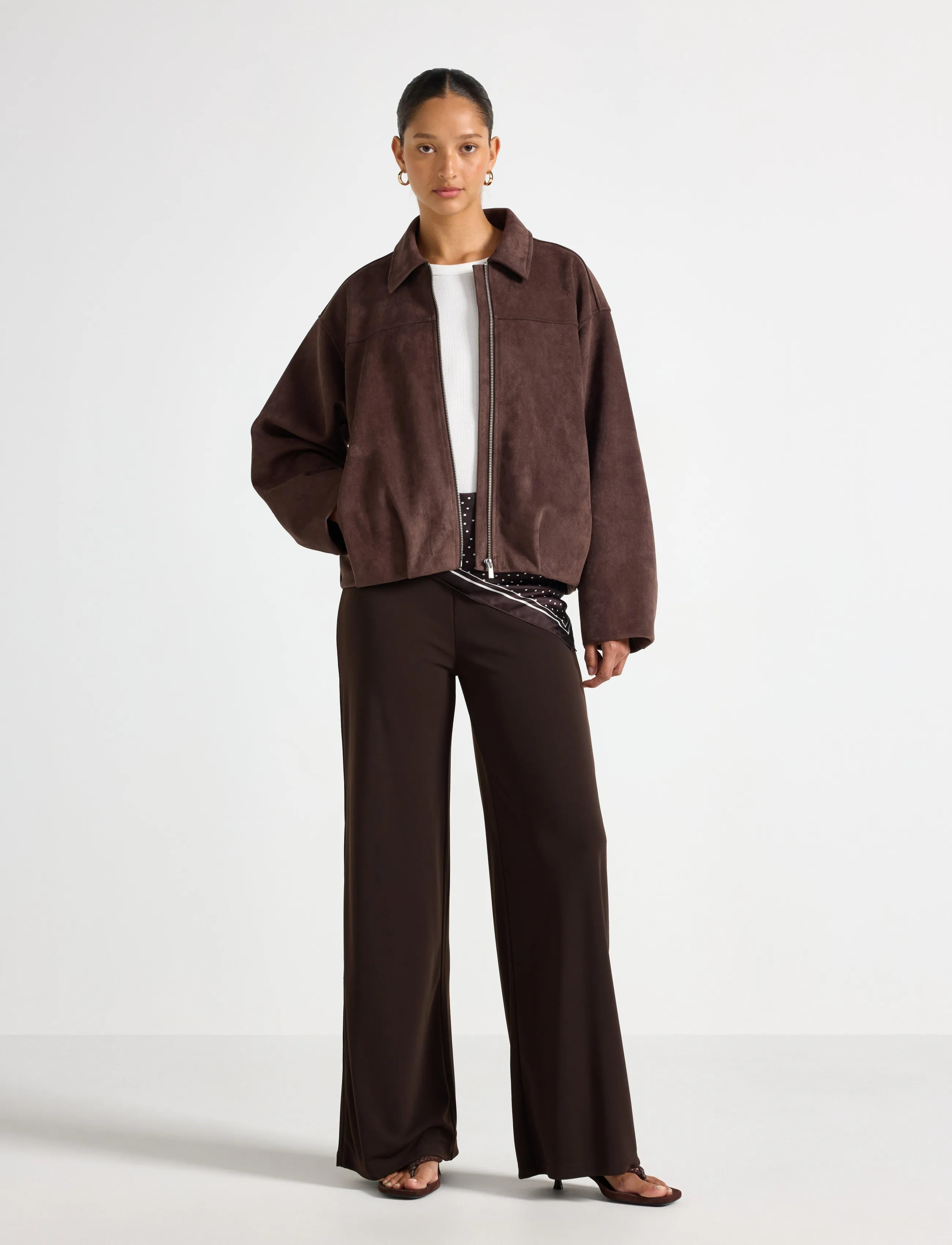 Lindex Boxy jacket in faux suede - Õhukesed jakid - DARK DUSTY BROWN / brown