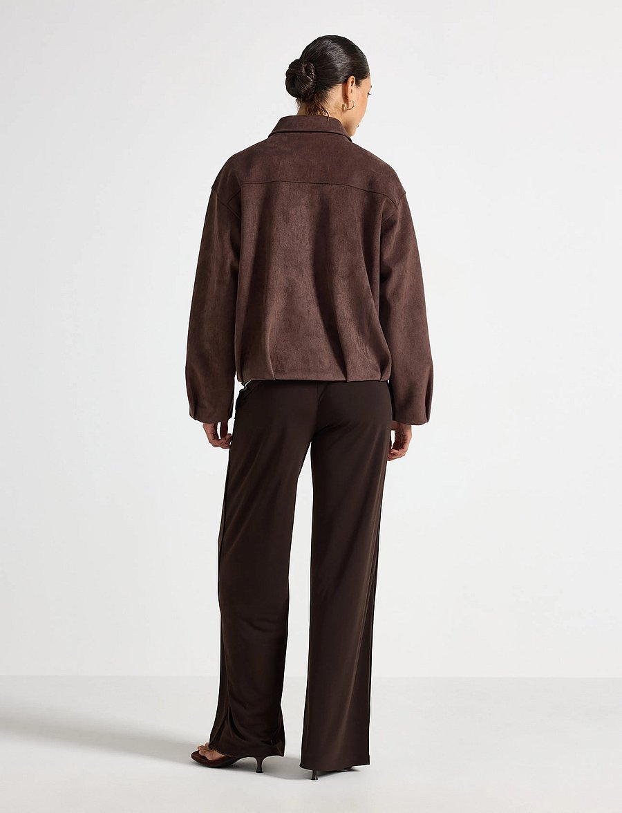 Lindex - Boxy jacket in faux suede - frühlingsjacken - dark dusty brown - 3