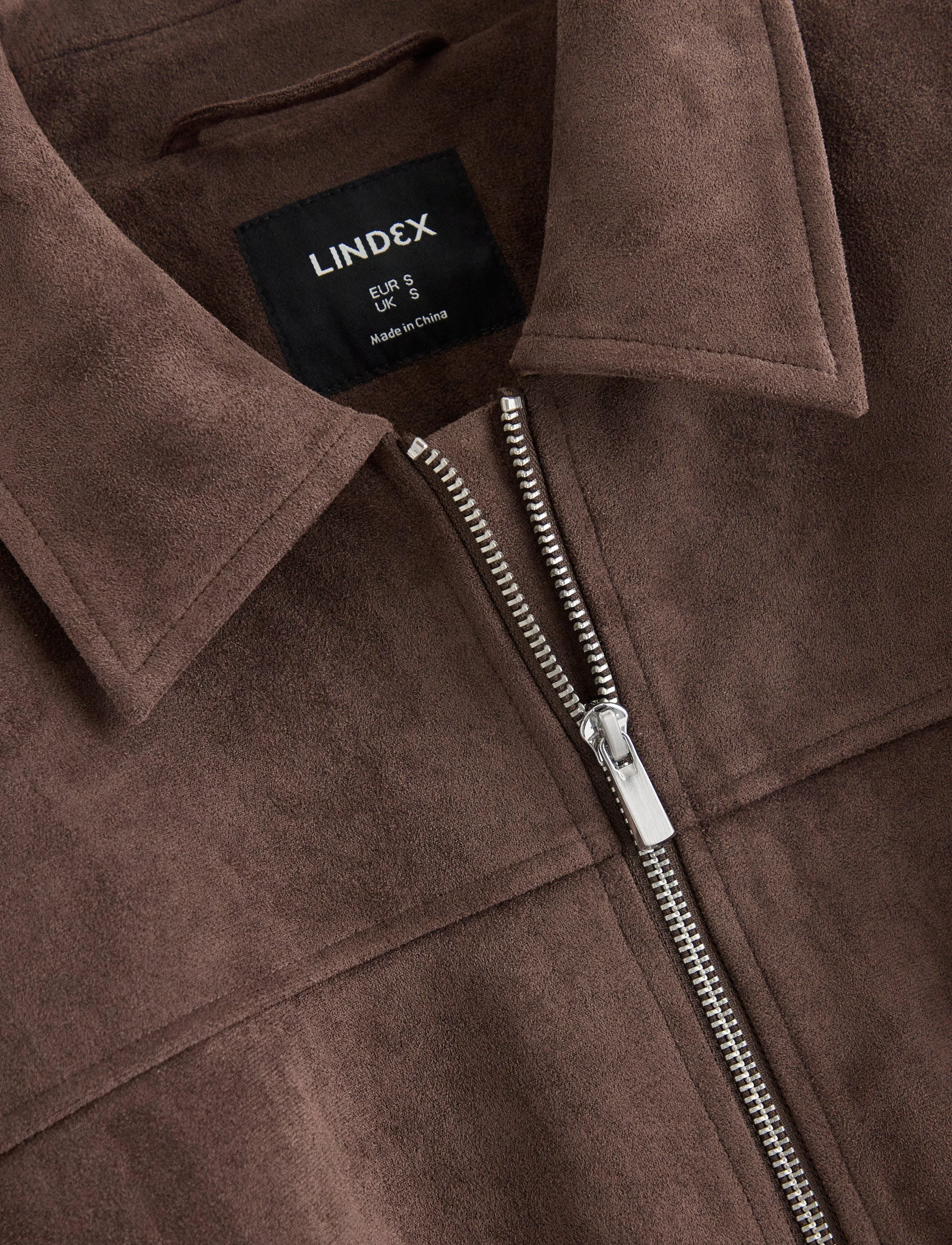 Lindex - Boxy jacket in faux suede - dark dusty brown - 5