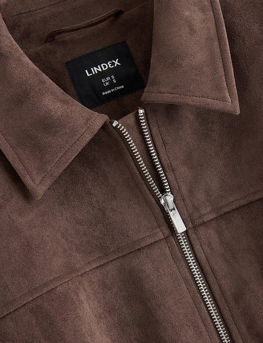 Lindex - Boxy jacket in faux suede - frühlingsjacken - dark dusty brown - 5