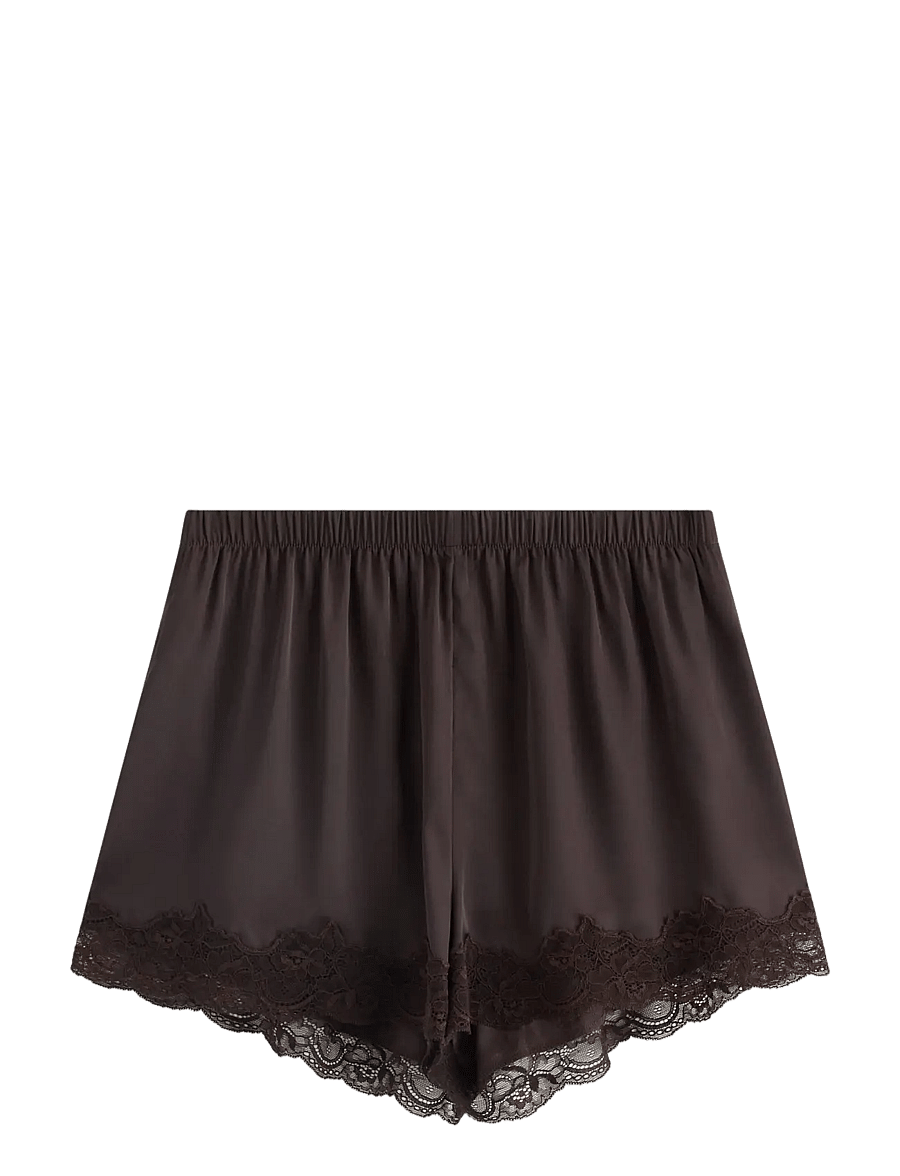 Lindex - Pyjama shorts in satin - shorts - dark dusty brown - 2