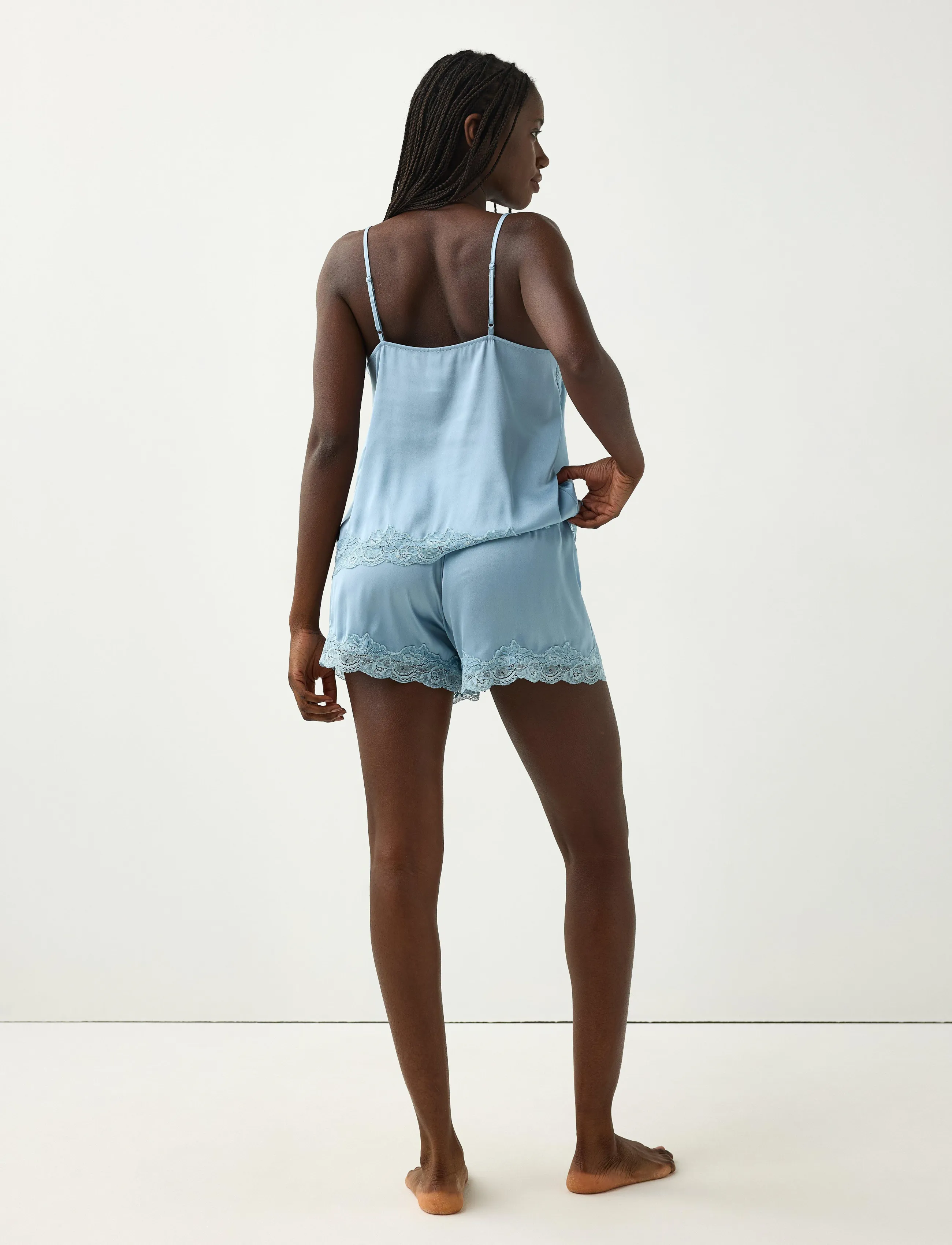 Lindex - Pyjama shorts in satin - light dusty blue - 3