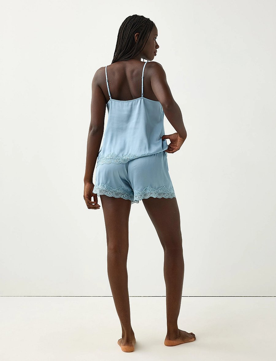 Lindex - Pyjama shorts in satin - shorts - light dusty blue - 3