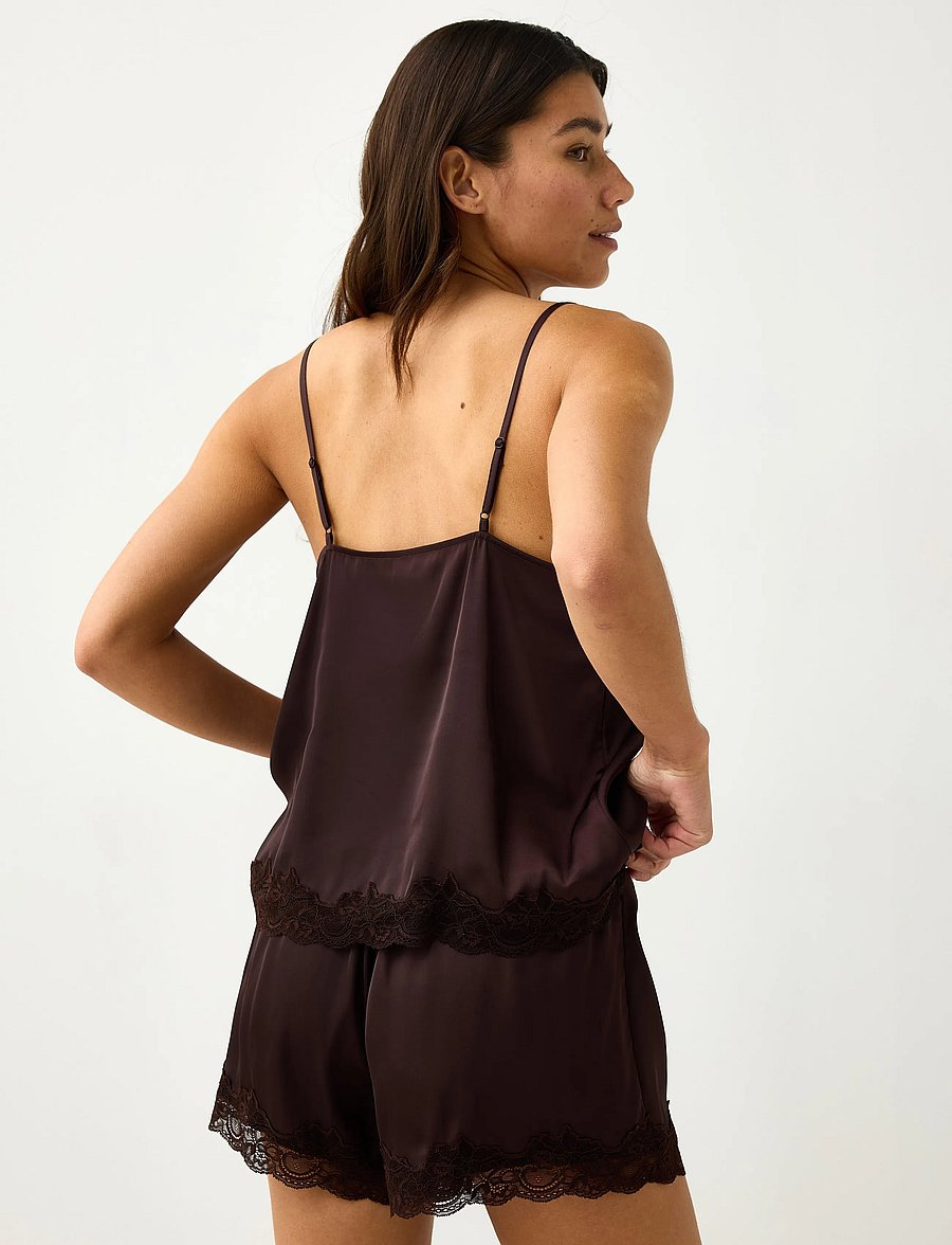 Lindex - Camisole in satin - oberteile - dark dusty brown - 3