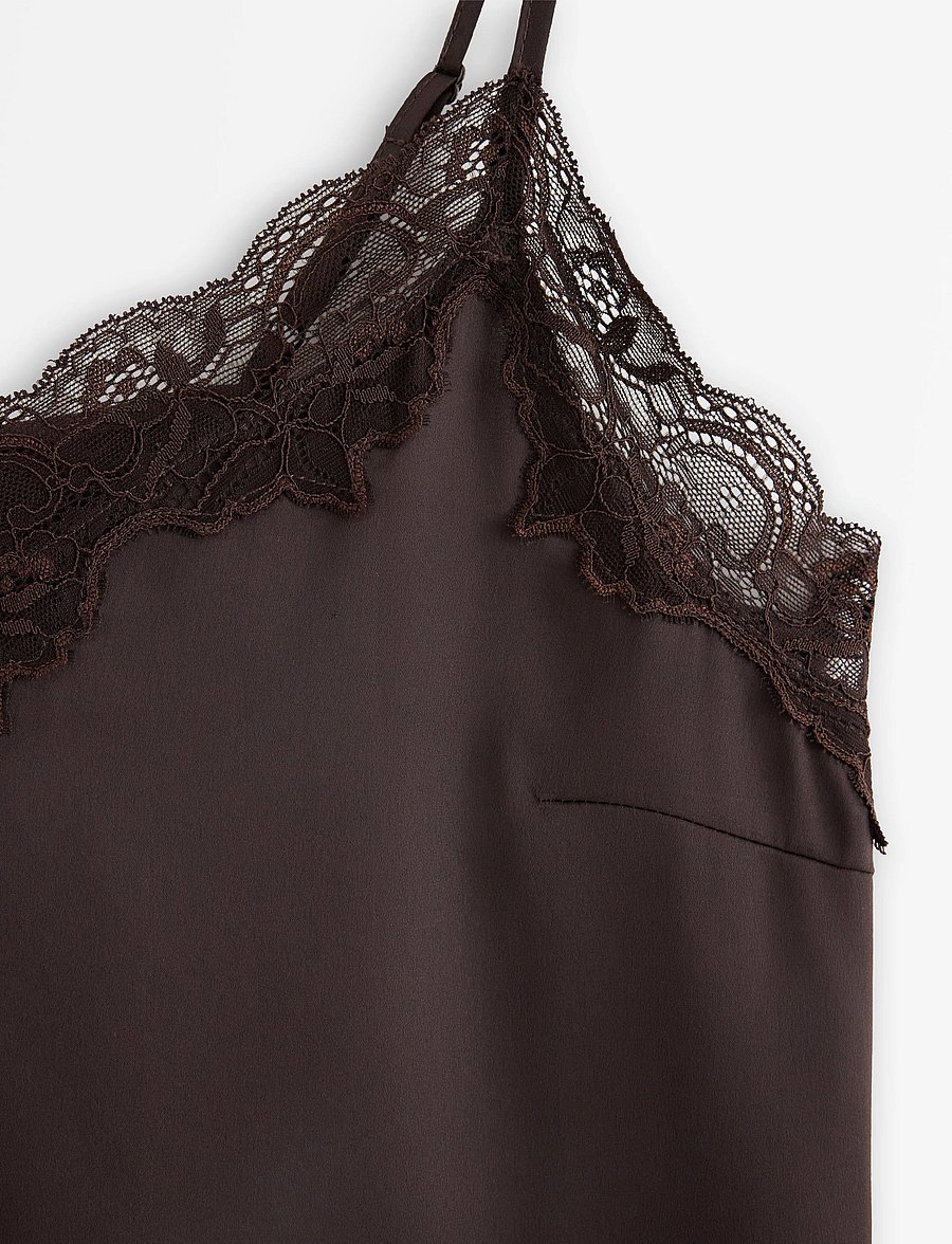 Lindex - Camisole in satin - oberteile - dark dusty brown - 5