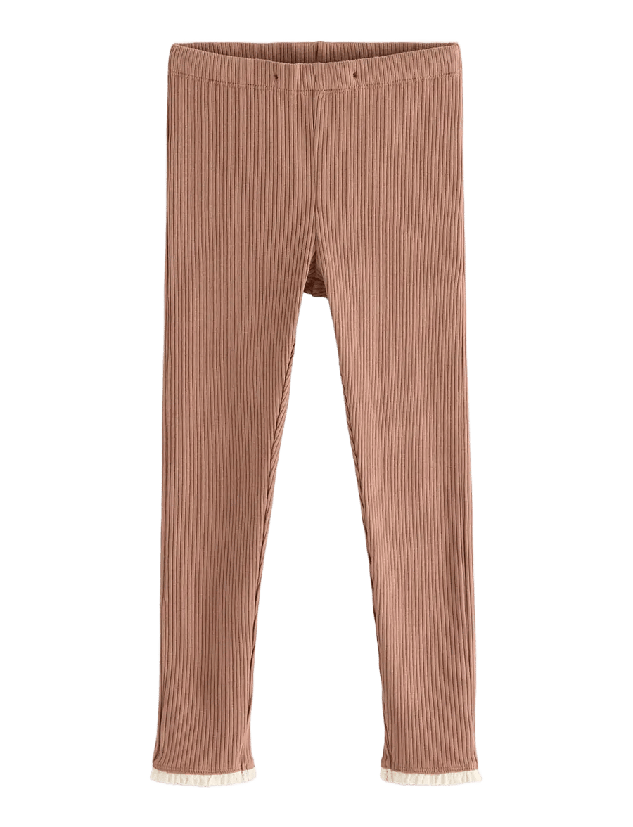 Lindex - Ribbed leggings - leggings - light dusty brown - 0