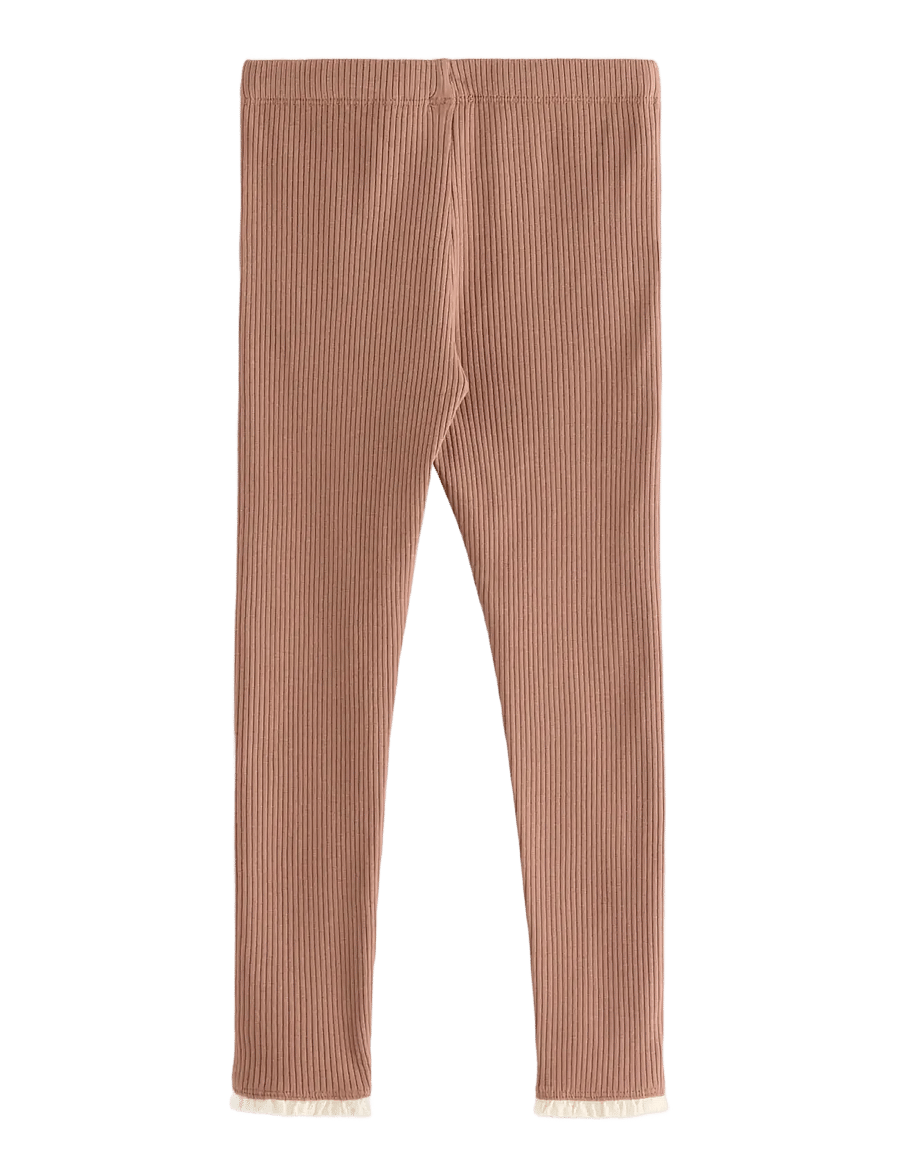 Lindex - Ribbed leggings - leggings - light dusty brown - 1
