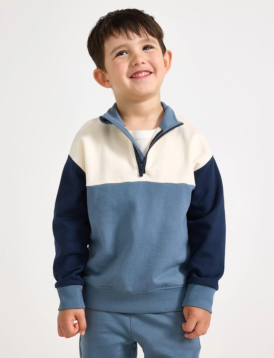 Lindex - Sweatshirt with half-zip - džemprid - dark dusty blue - 0