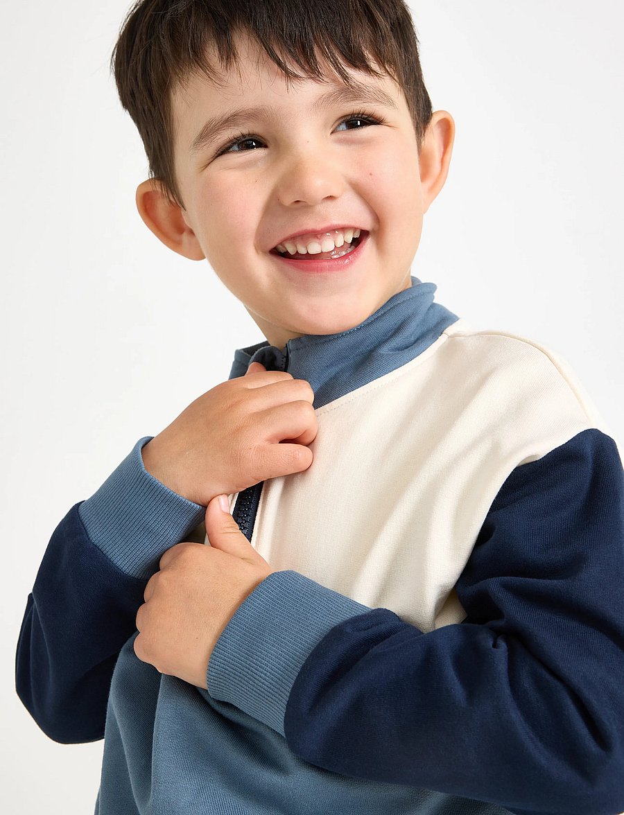 Lindex - Sweatshirt with half-zip - džemprid - dark dusty blue - 4