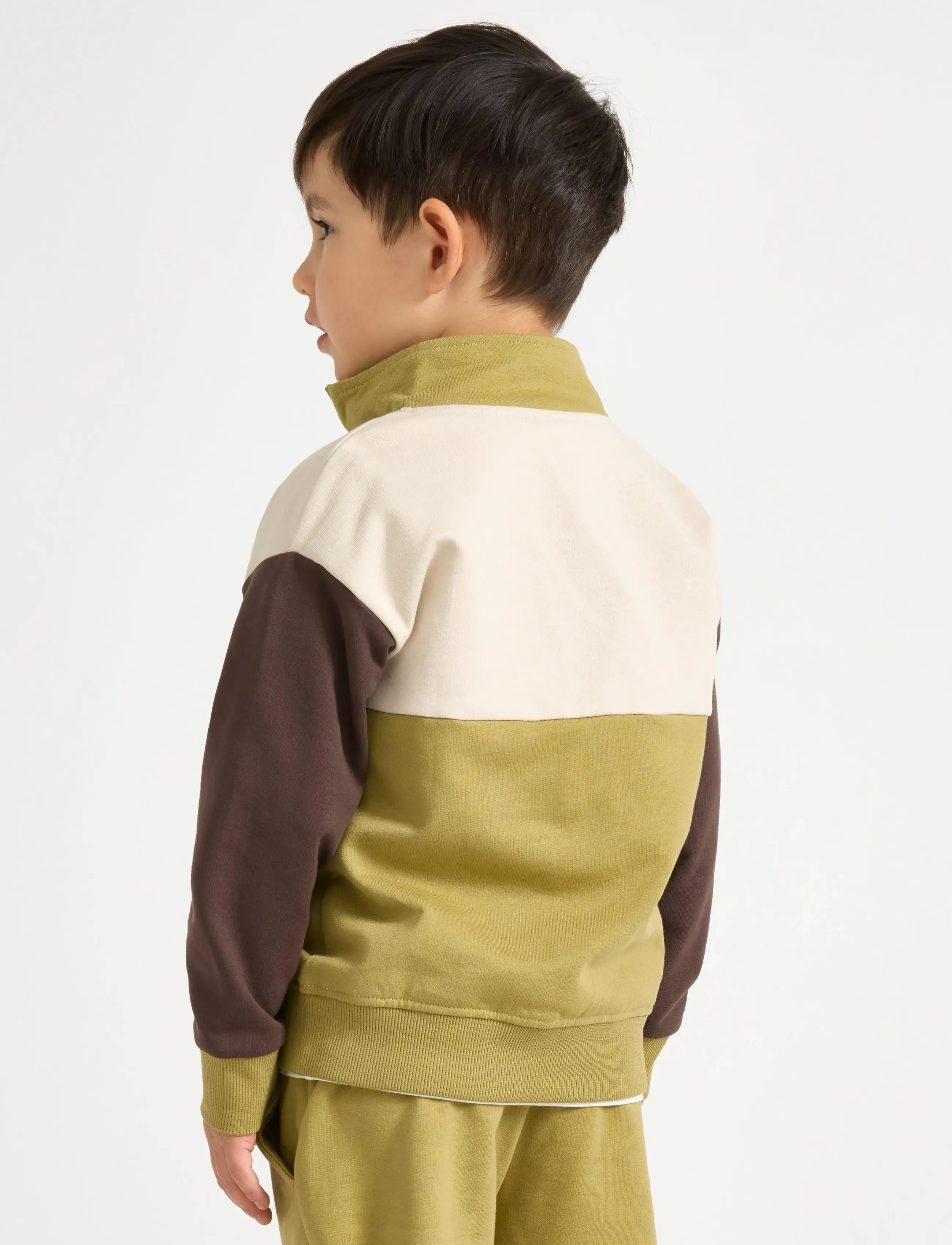 Lindex - Sweatshirt with half-zip - trøjer - khaki - 3