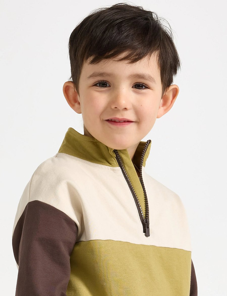 Lindex - Sweatshirt with half-zip - džemprid - khaki - 4