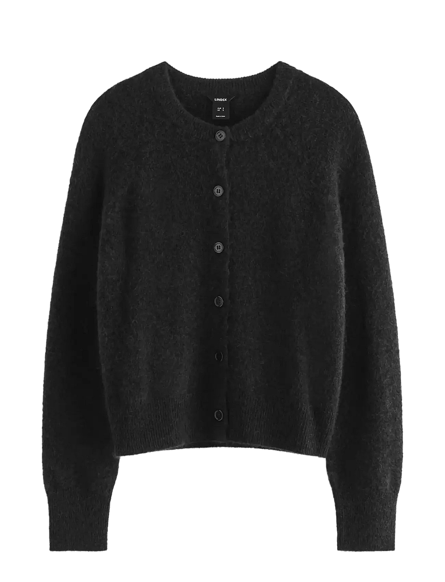 Lindex - Fine-knit cardigan in wool blend - koftor - black - 1