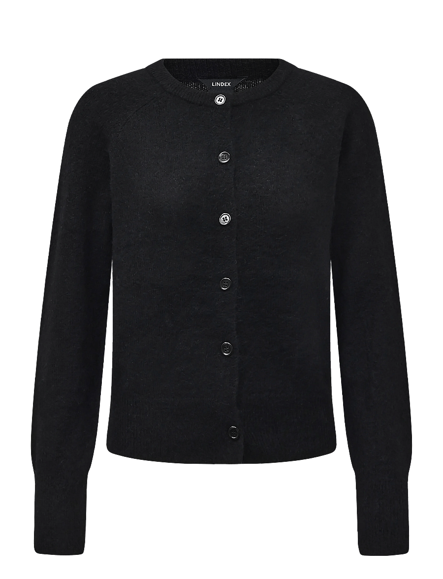 Lindex - Fine-knit cardigan in wool blend - cardigans - black - 1
