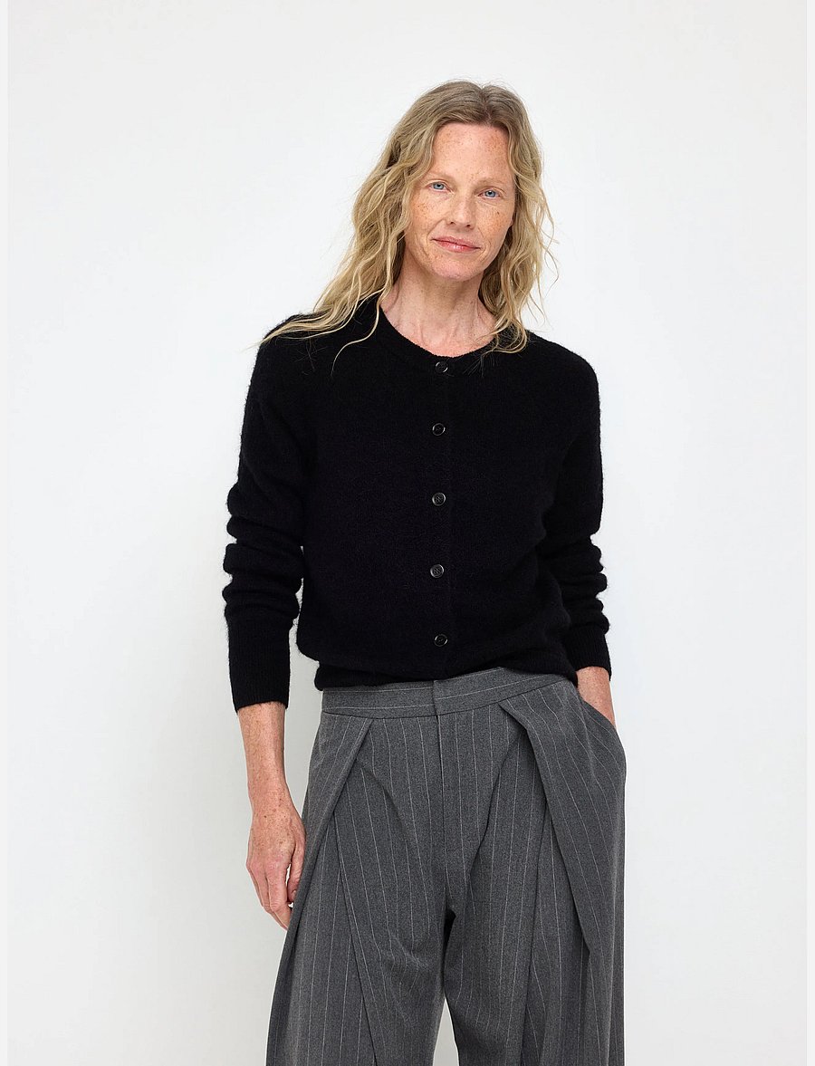 Lindex - Fine-knit cardigan in wool blend - koftor - black - 0