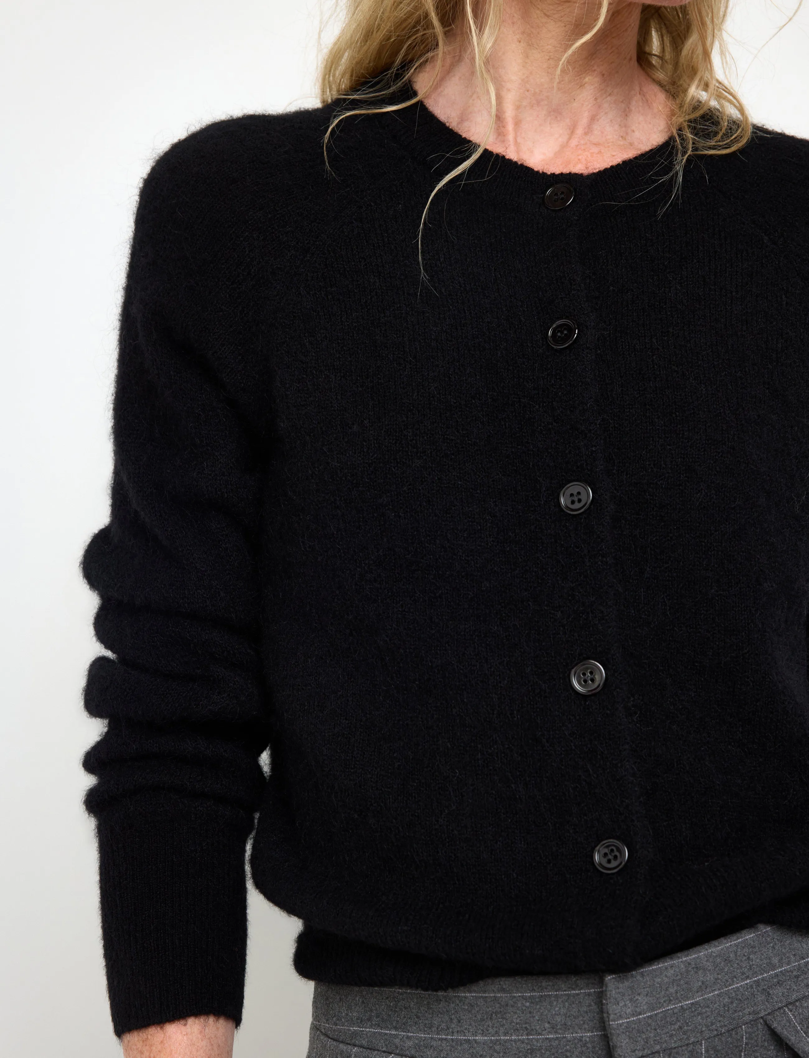 Lindex - Fine-knit cardigan in wool blend - koftor - black - 4
