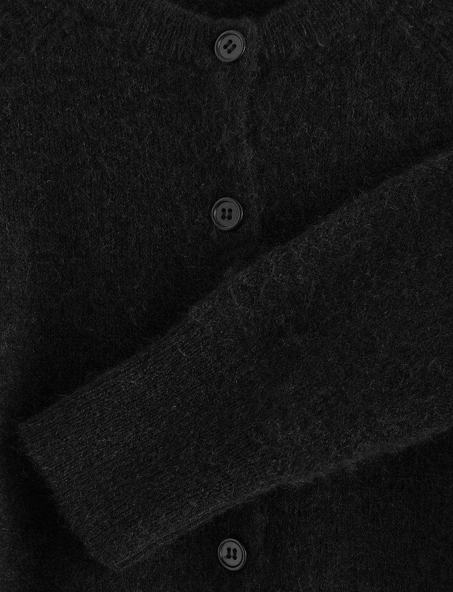 Lindex - Fine-knit cardigan in wool blend - koftor - black - 5