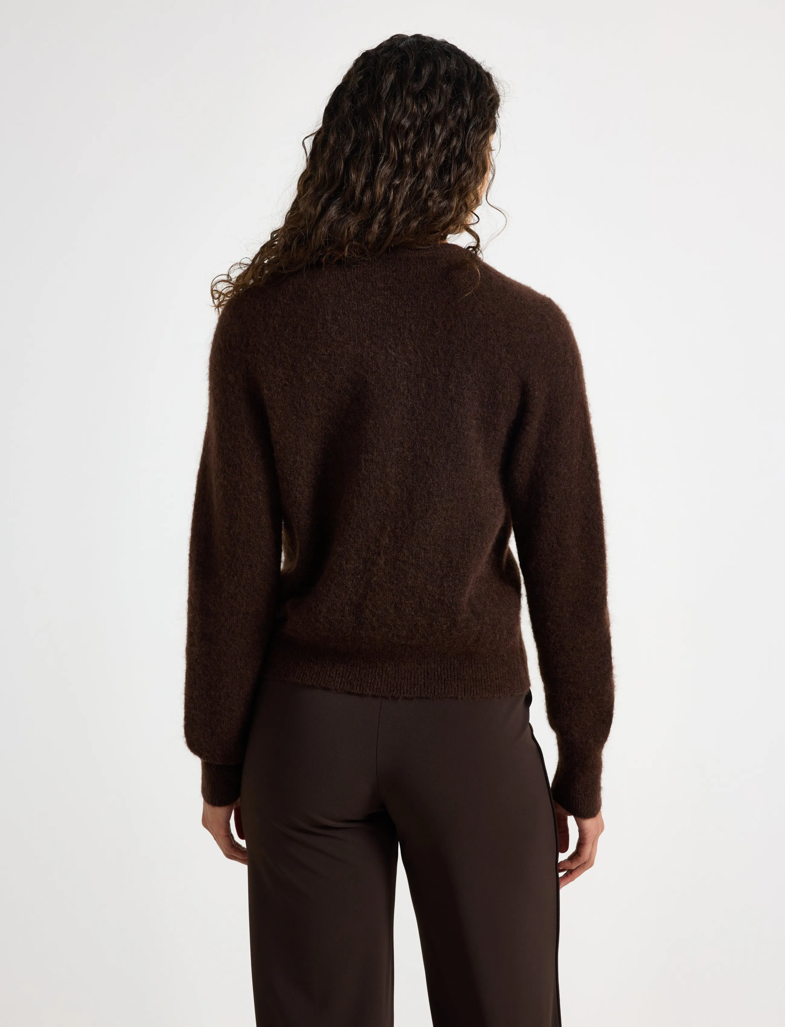 Lindex - Fine-knit cardigan in wool blend - strickjacken - dark brown - 3