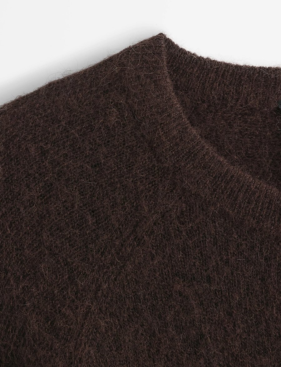 Lindex - Fine-knit cardigan in wool blend - strickjacken - dark brown - 5