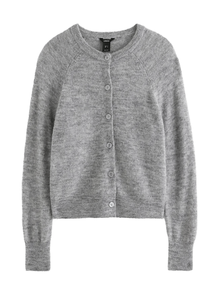Lindex - Fine-knit cardigan in wool blend - strickjacken - grey melange - 1