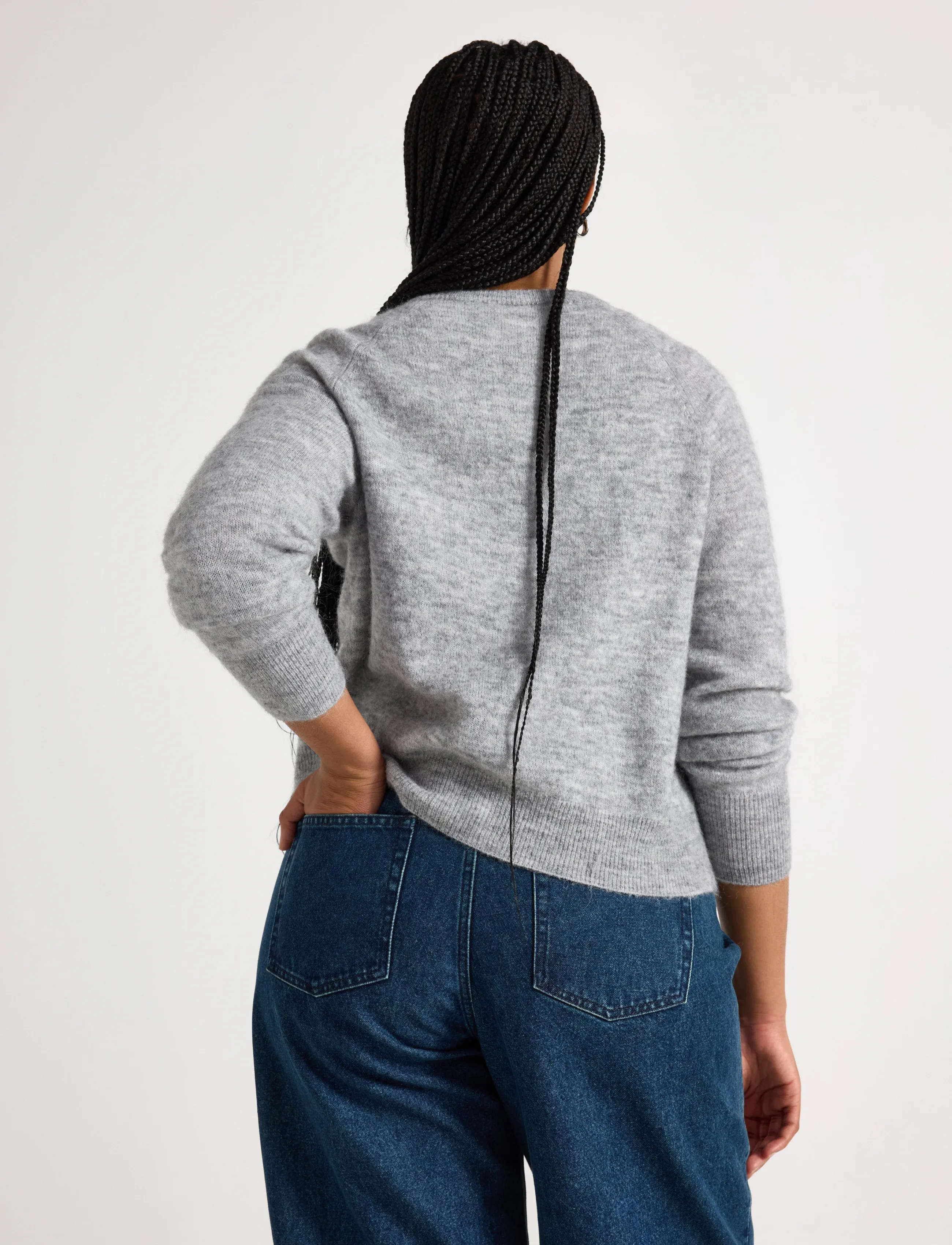 Lindex - Fine-knit cardigan in wool blend - strickjacken - grey melange - 3