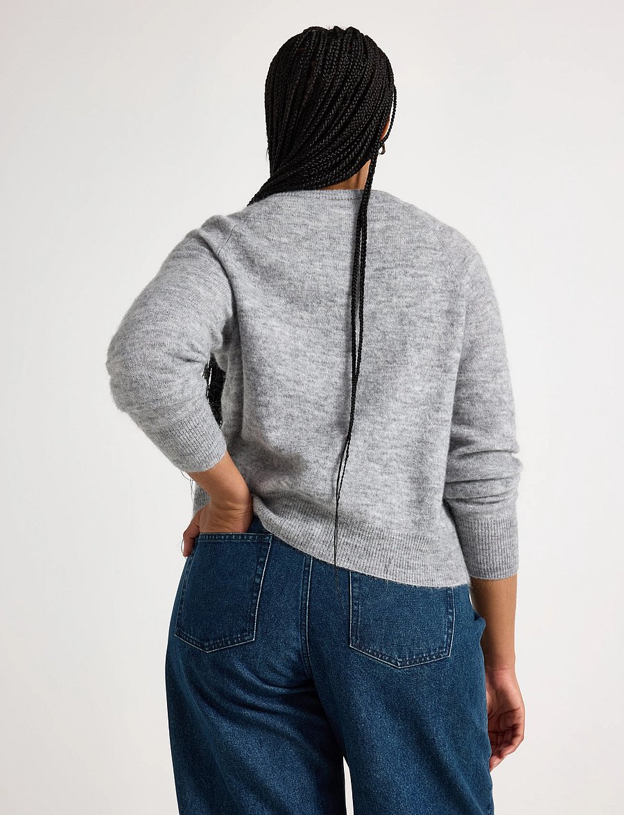 Lindex - Fine-knit cardigan in wool blend - strickjacken - grey melange - 3