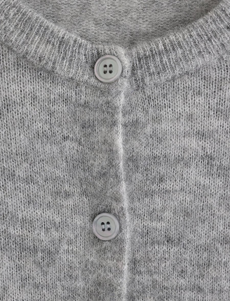 Lindex - Fine-knit cardigan in wool blend - strickjacken - grey melange - 5