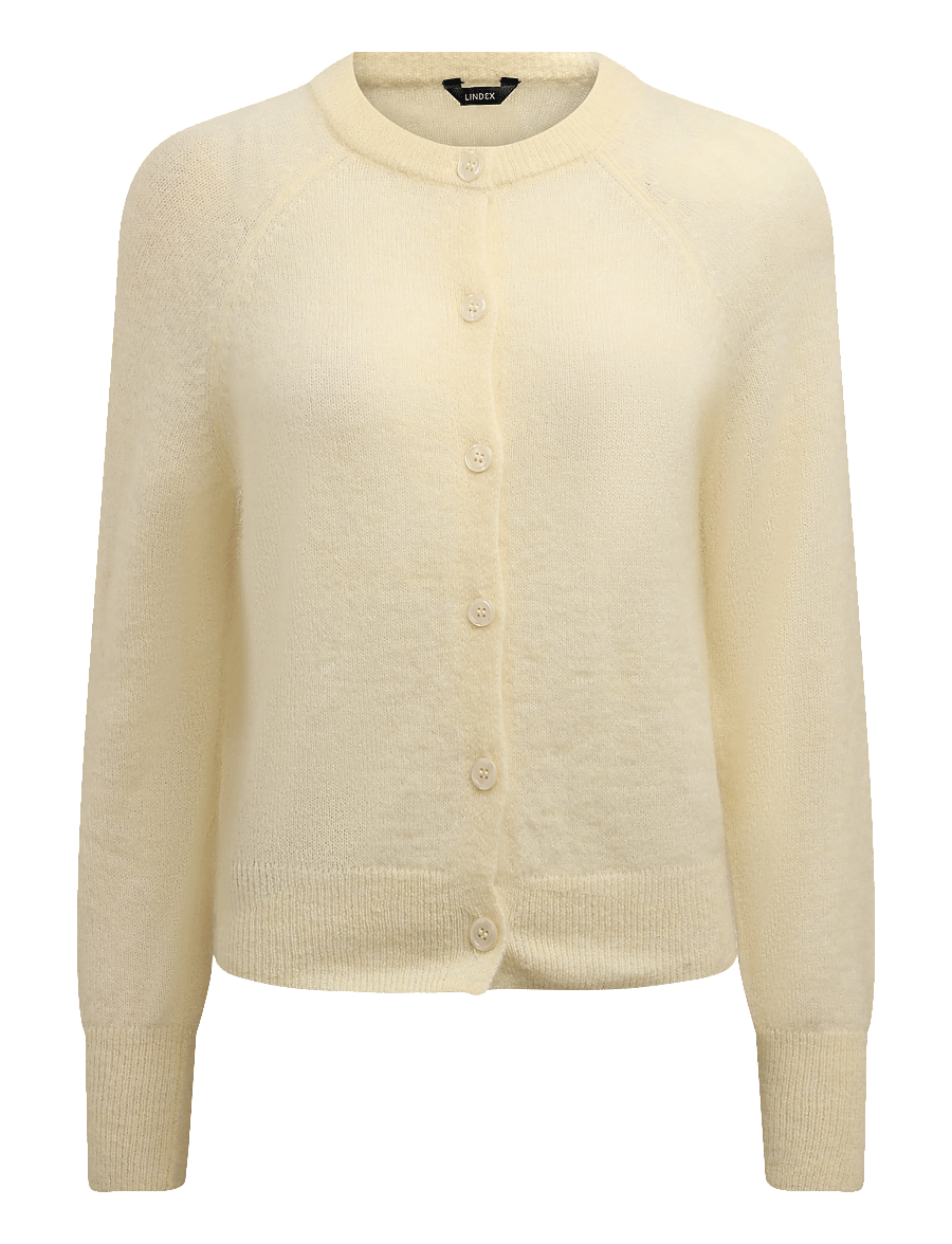 Lindex - Fine-knit cardigan in wool blend - cardigans - light yellow - 1