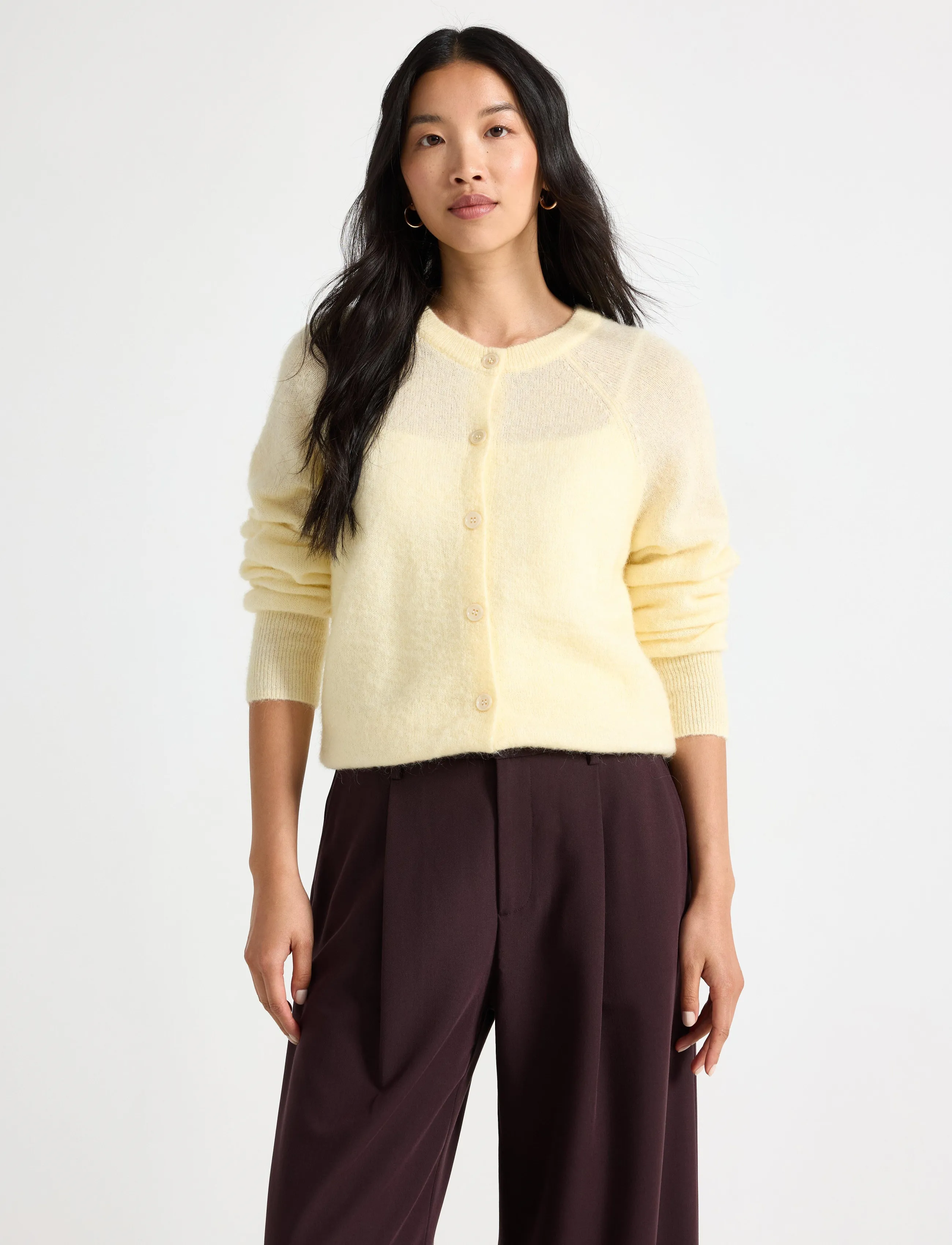 Fine-Knit Cardigan In Wool Blend