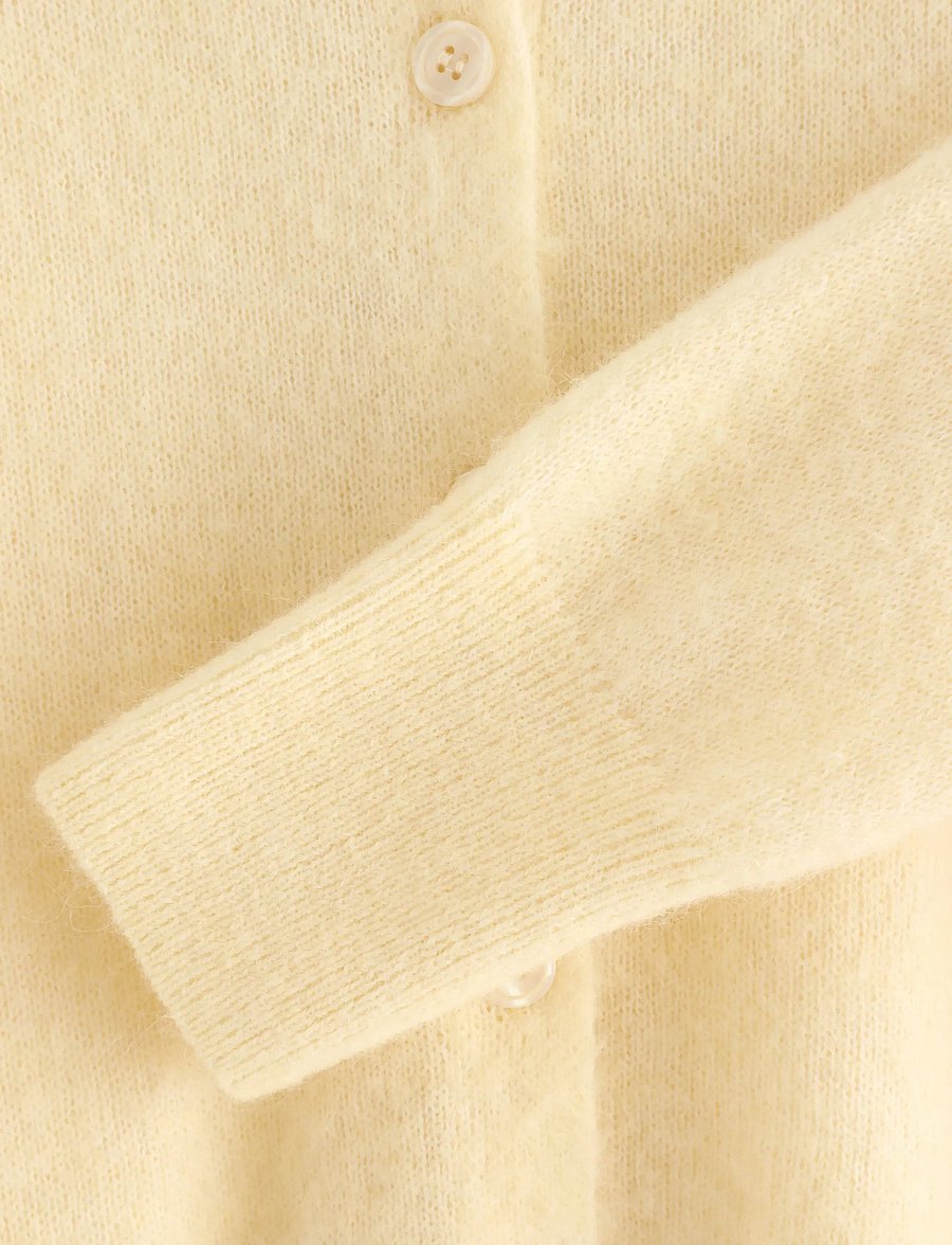 Lindex - Fine-knit cardigan in wool blend - cardigans - light yellow - 5