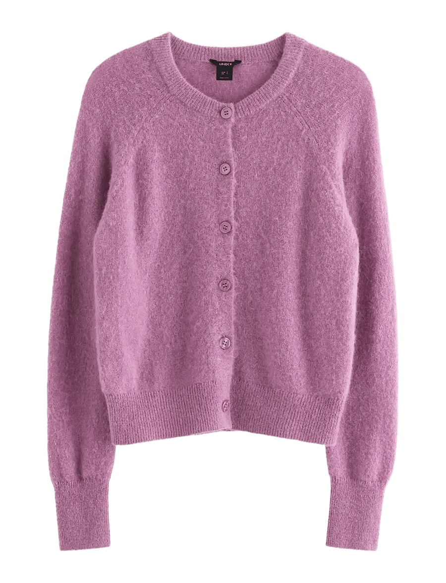 Lindex - Fine-knit cardigan in wool blend - cardigans - lilac - 1