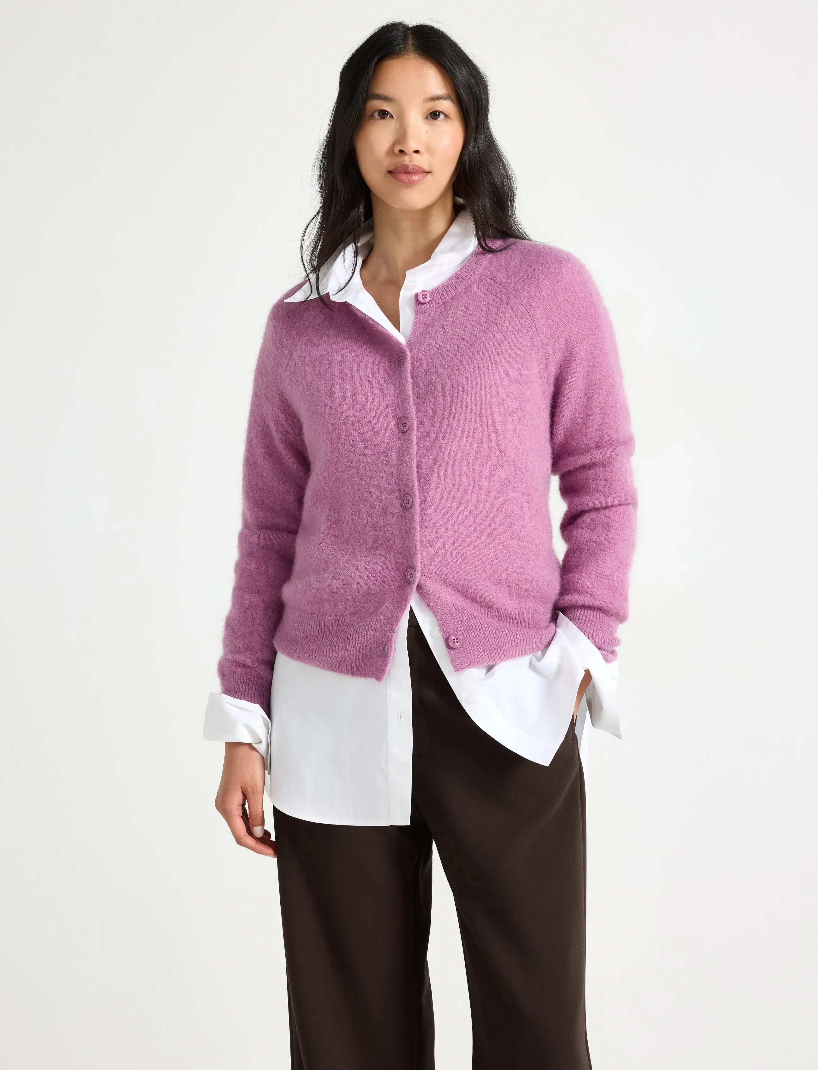Lindex Fine-knit cardigan in wool blend - Lindex - LILAC / purple